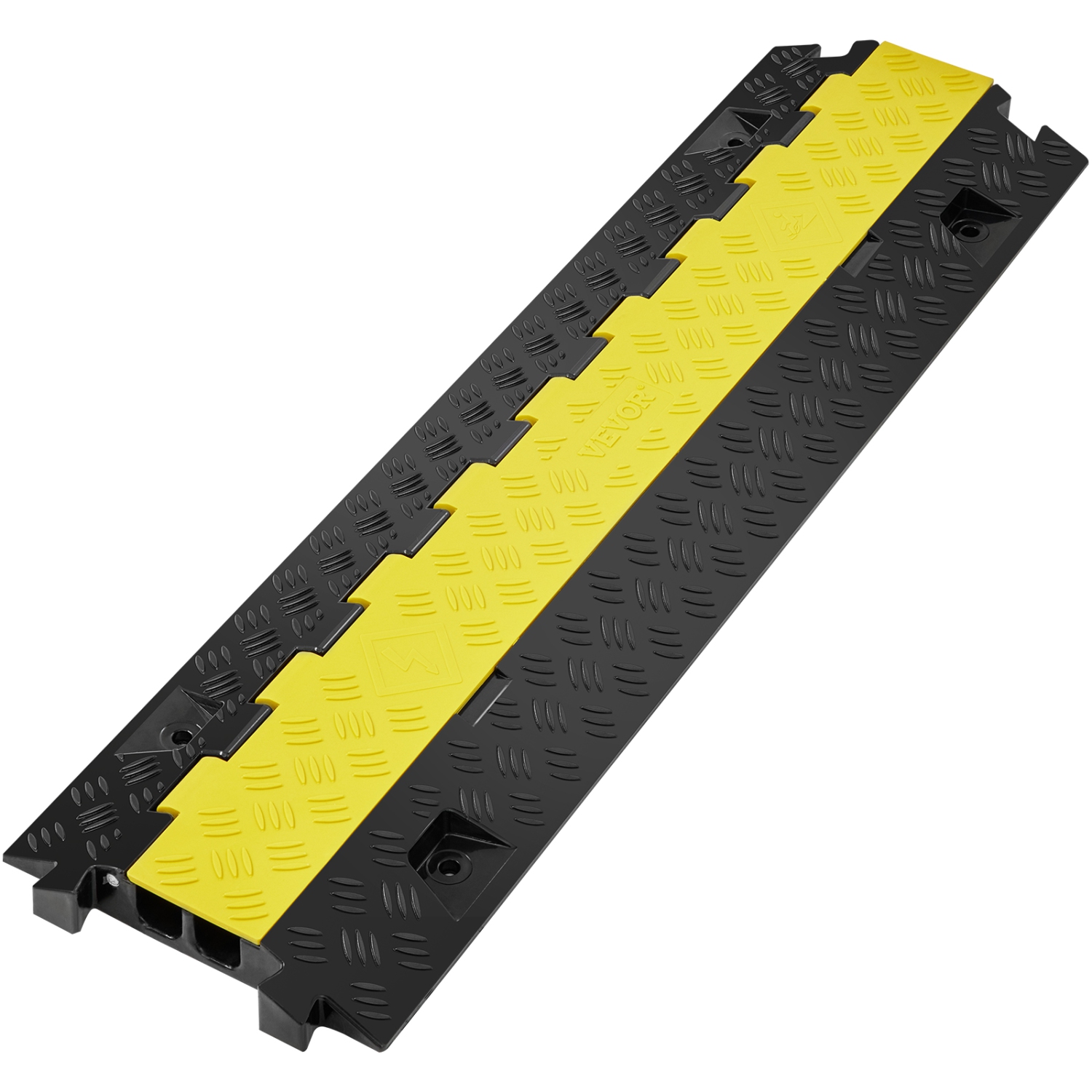 VEVOR Cable Protector Ramp, 2 Channel, 22000 lbs/axle Capacity Heavy Duty TPU Wire Cord Cover Ramp Hose Protector Ramp Driveway, Traffic Speed Bump