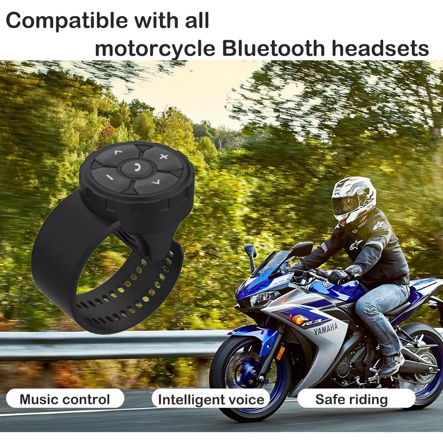 Bluetooth remote for outdoor motorcycles, bikes and cars - Control music, calls