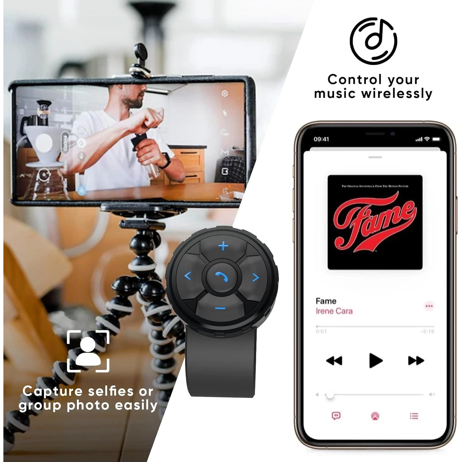 Bluetooth remote for outdoor motorcycles, bikes and cars - Control music, calls