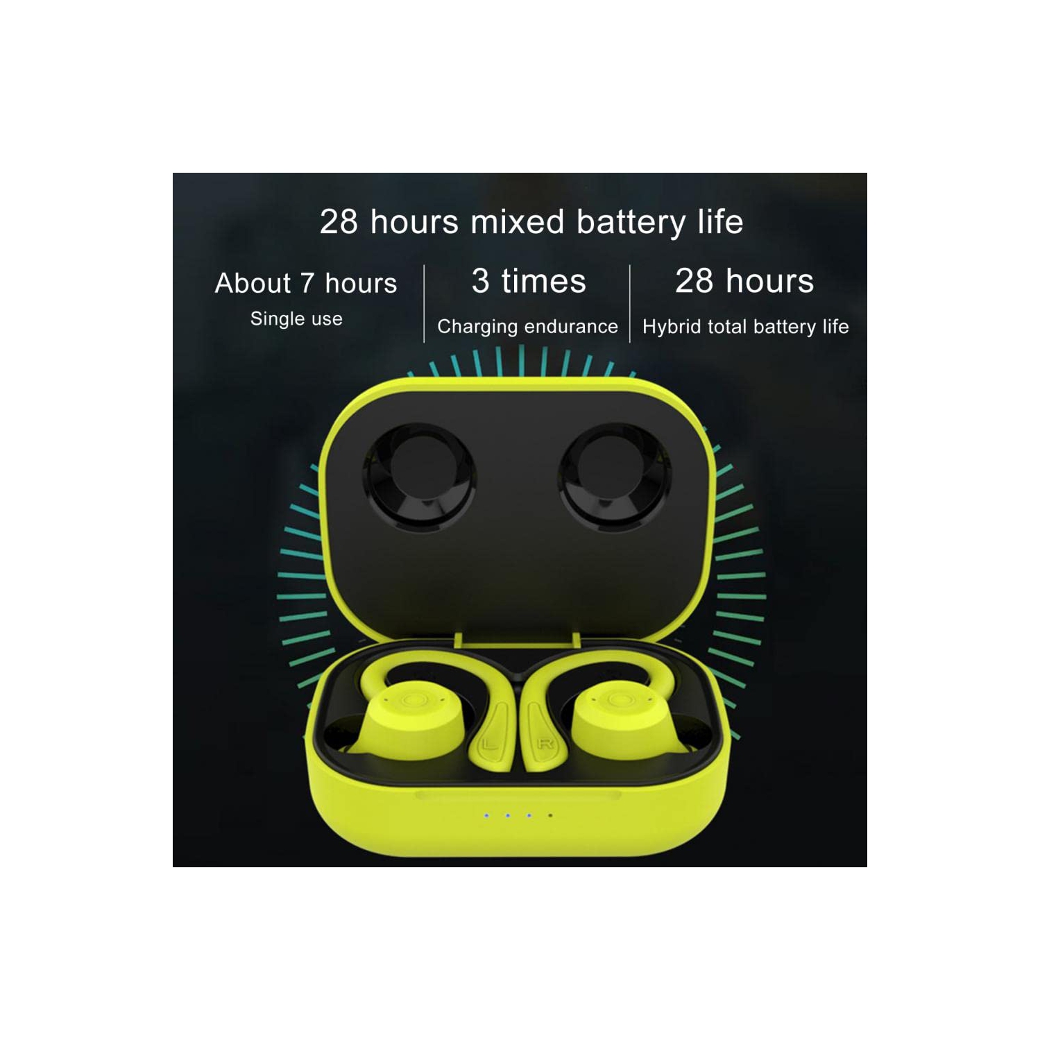 Écouteurs sans fil Bluetooth Sport Écouteurs étanches Casque d'écoute stéréo Hi-Fi à bruit avec micro-orange