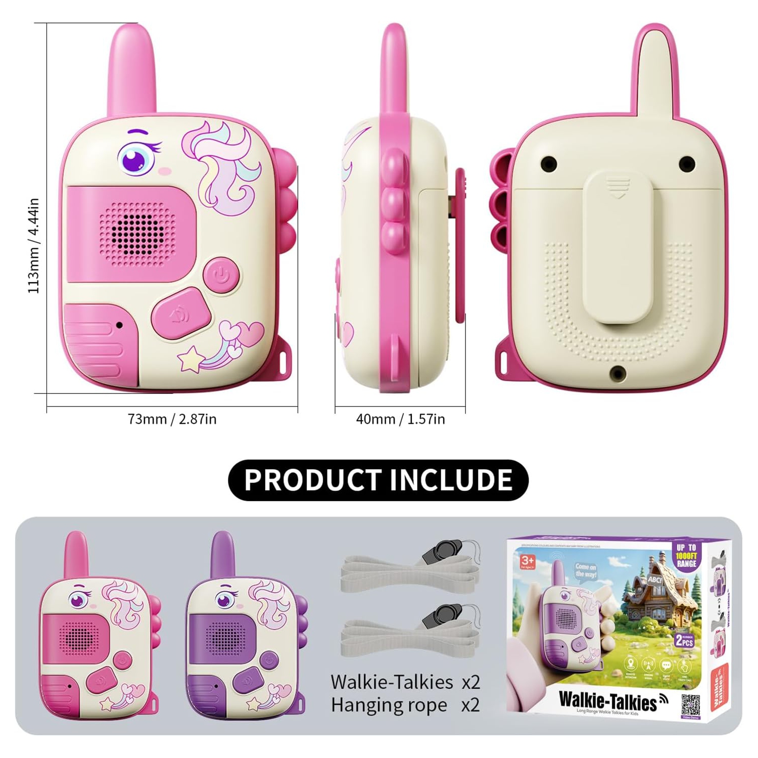 Jouets Walkie-talkie pour filles&nbsp;: Unicorn Toys – Ensemble de 2 cadeaux d'anniversaire pour filles de 3 à 9 ans, communication claire,