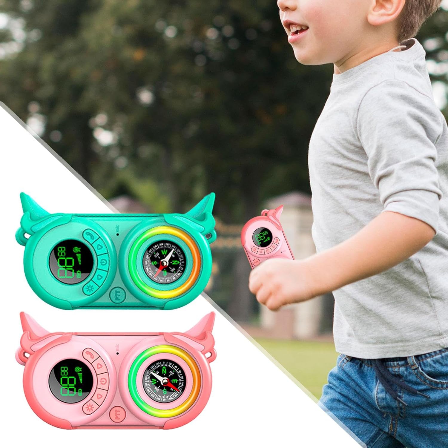 Walkie-Talkie sans fil pour enfants Chargement USB 3&nbsp;km Mini Walkie-Talkie Cartoon Jouets extérieurs pour enfants - Hibou
