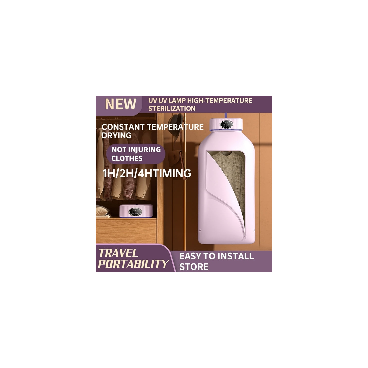 Mini sécheuse UV portative – Séchage rapide en 20 minutes, économie d'énergie et économie d'espace, convient aux appartements, aux dortoirs et aux