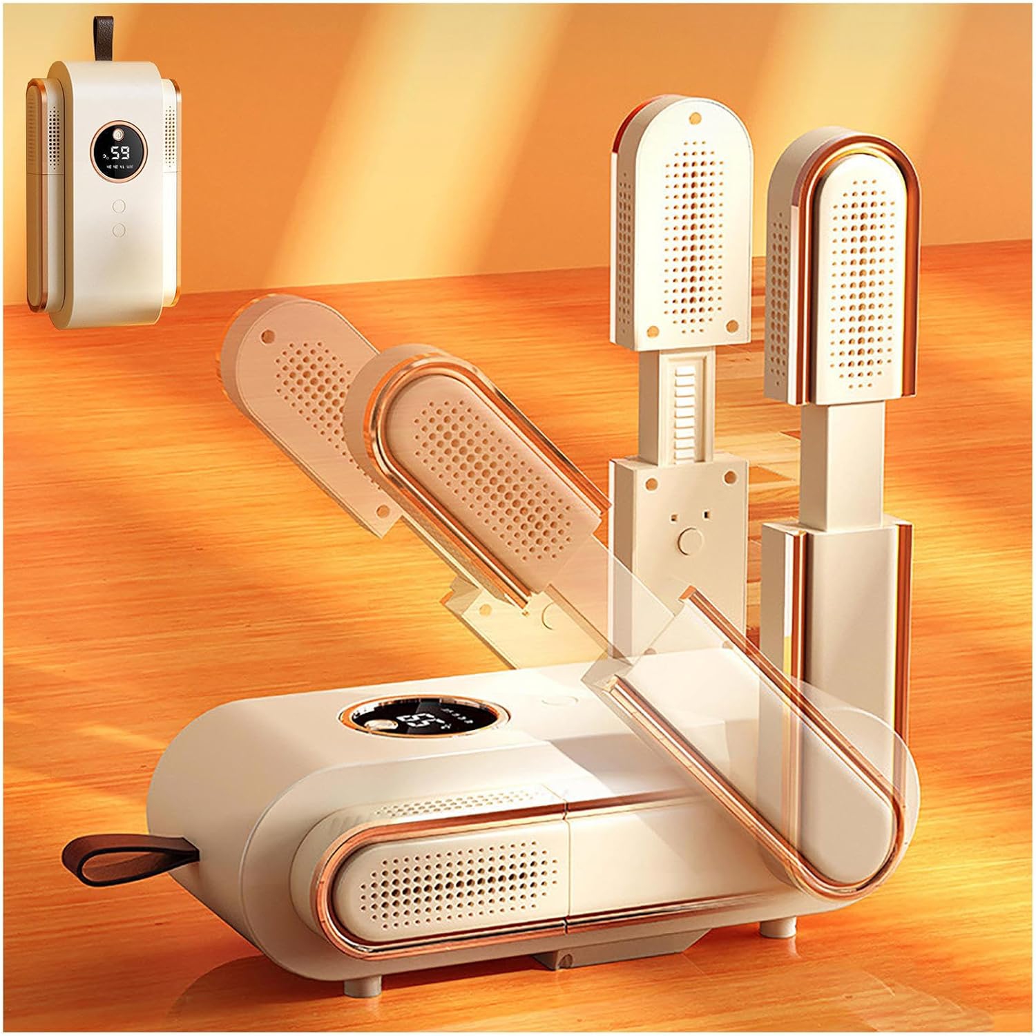 Foldable shoe dryer - 360° warm air, 3 timer modes, portable, fast and energy-saving, suitable for sports shoes/boots/ski equipment