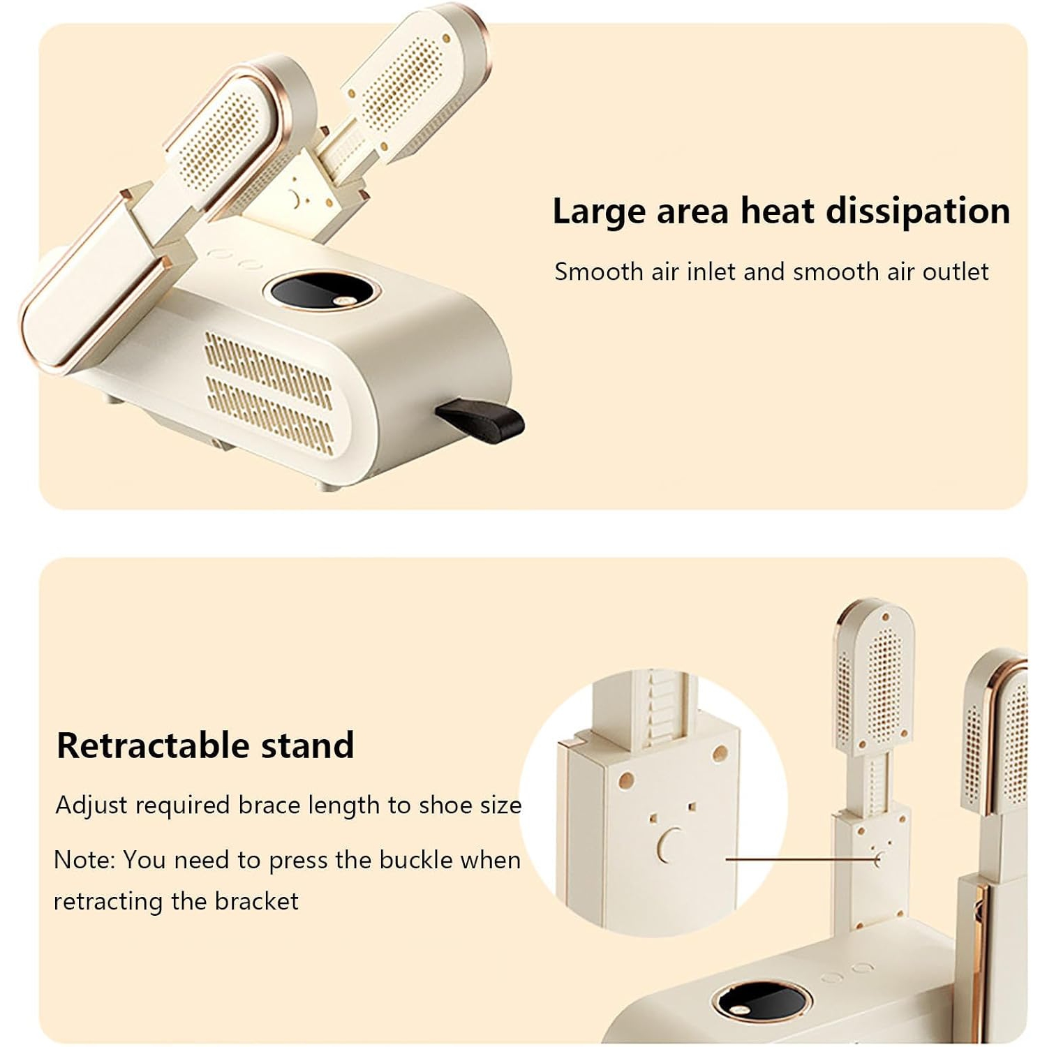 Foldable shoe dryer - 360° warm air, 3 timer modes, portable, fast and energy-saving, suitable for sports shoes/boots/ski equipment