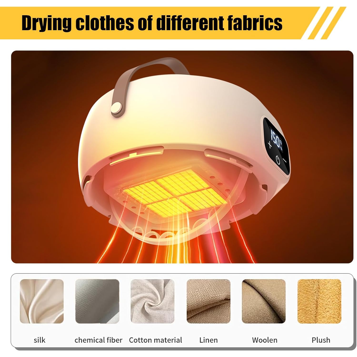 Sécheuse portative avec puce intelligente et chauffage au graphène – 6 minuterie, grande capacité, pliable pour le voyage, séchage rapide