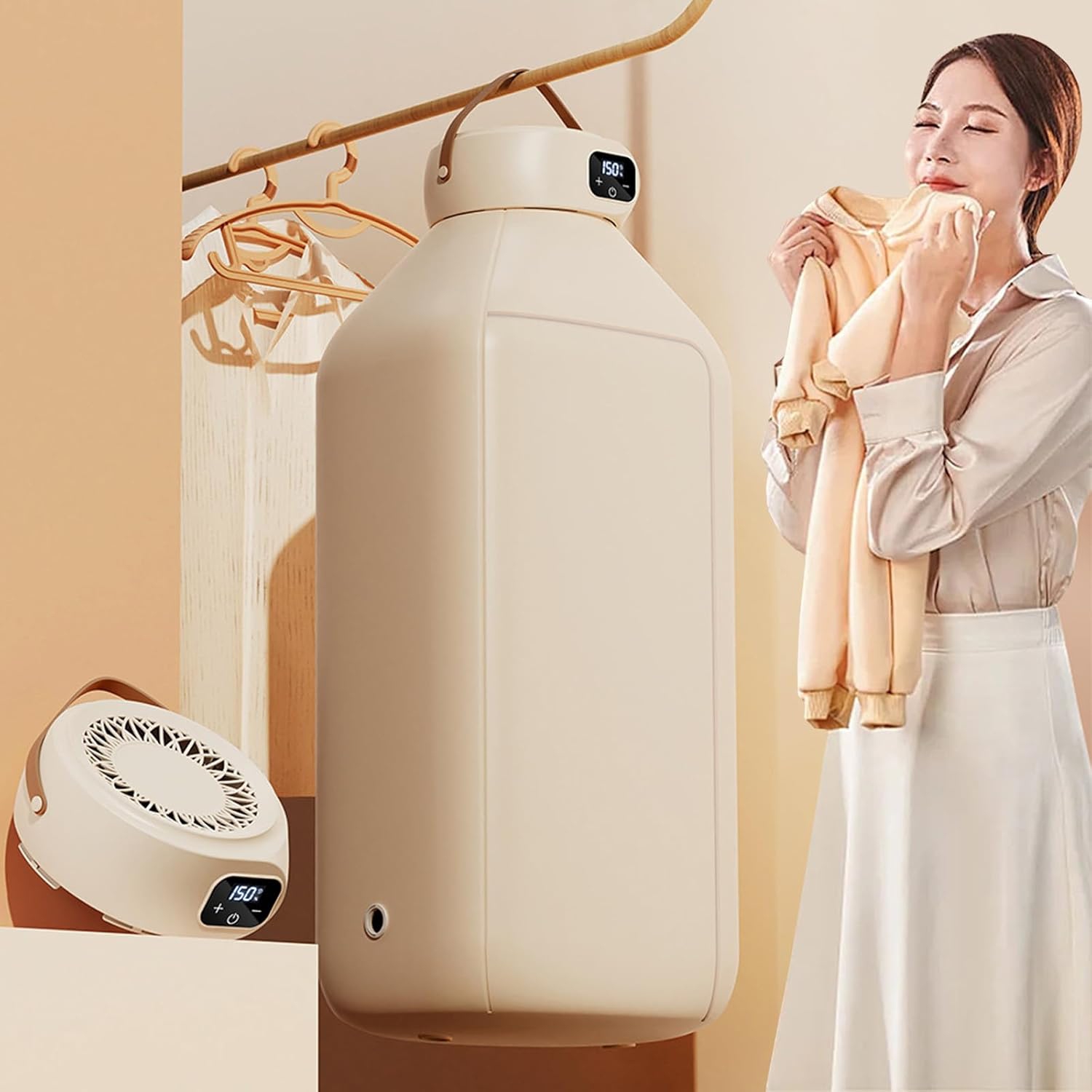 Sécheuse portative avec puce intelligente et chauffage au graphène – 6 minuterie, grande capacité, pliable pour le voyage, séchage rapide