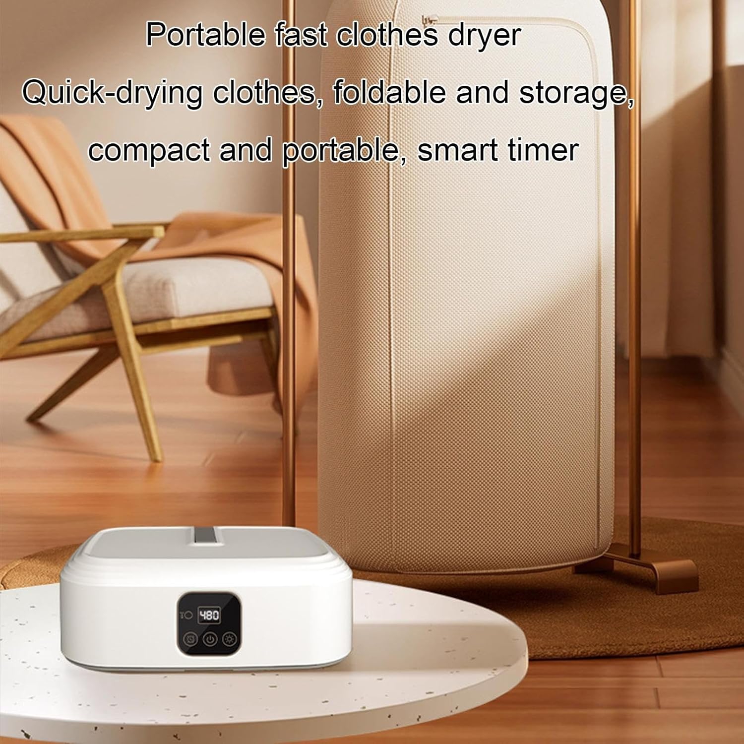 Portable Dryer with UV LED Deep Clean – Fast 20-Min Drying, Quiet & Energy-Efficient, Remote Control for Apartments, Dorms, RV & Travel