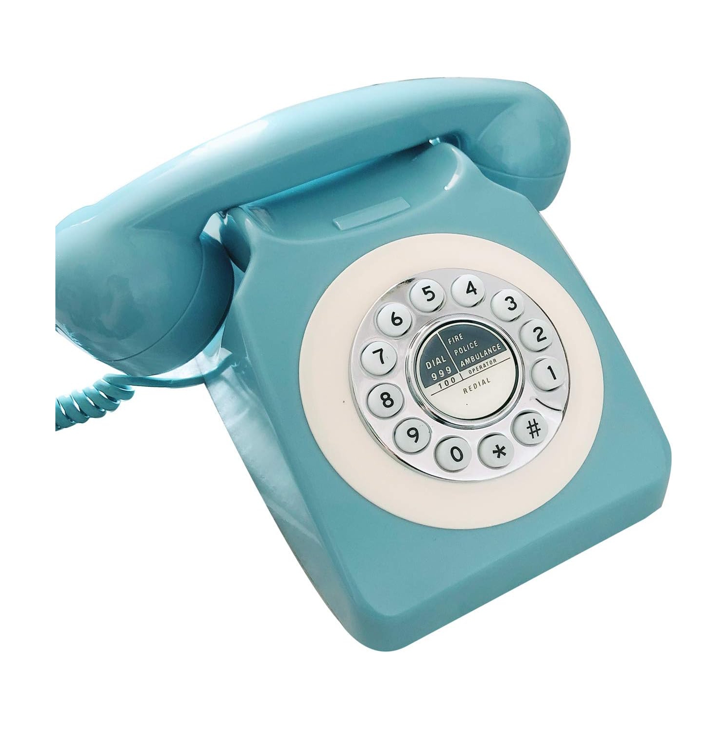 Old retro telephone office landline rotary dial hotel room landline - blue
