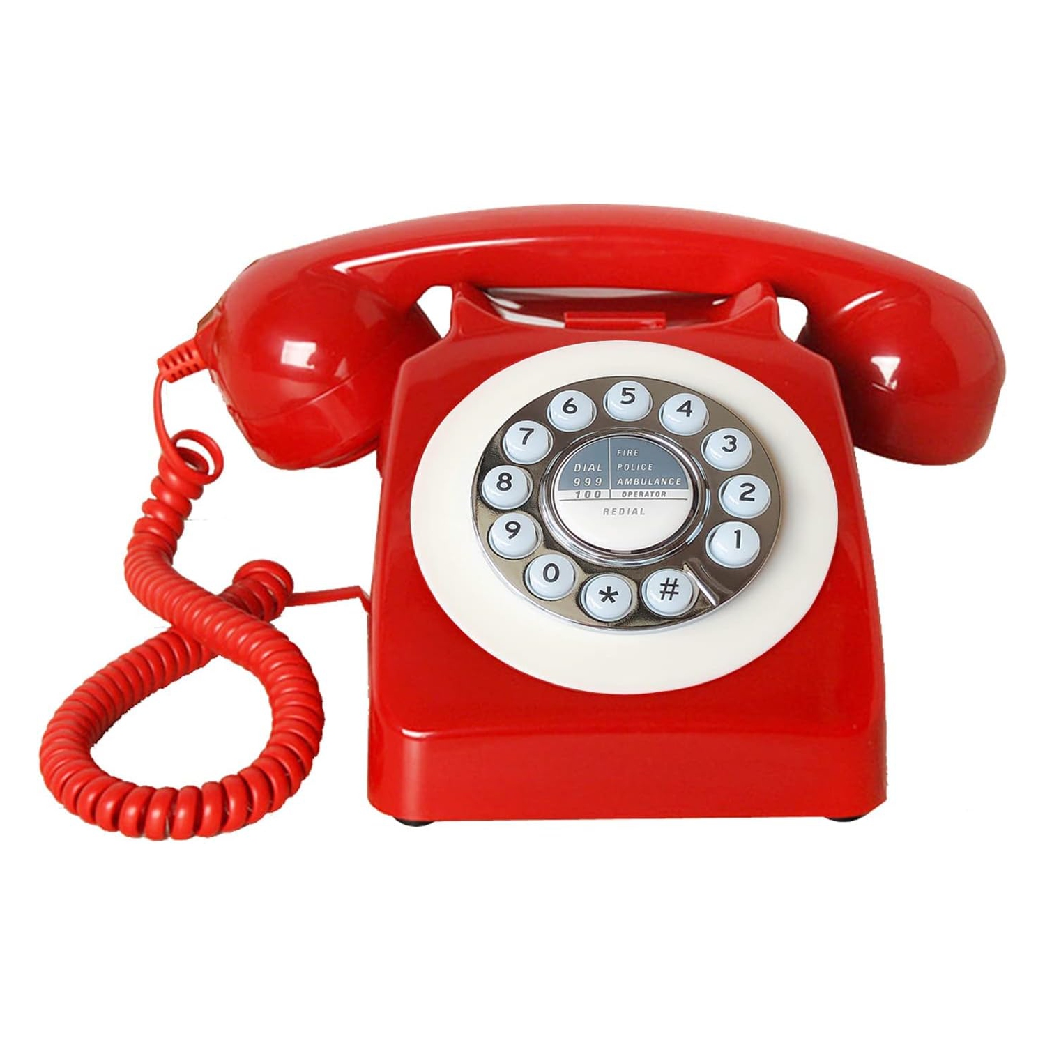 Old retro telephone office landline rotary dial hotel room landline - red