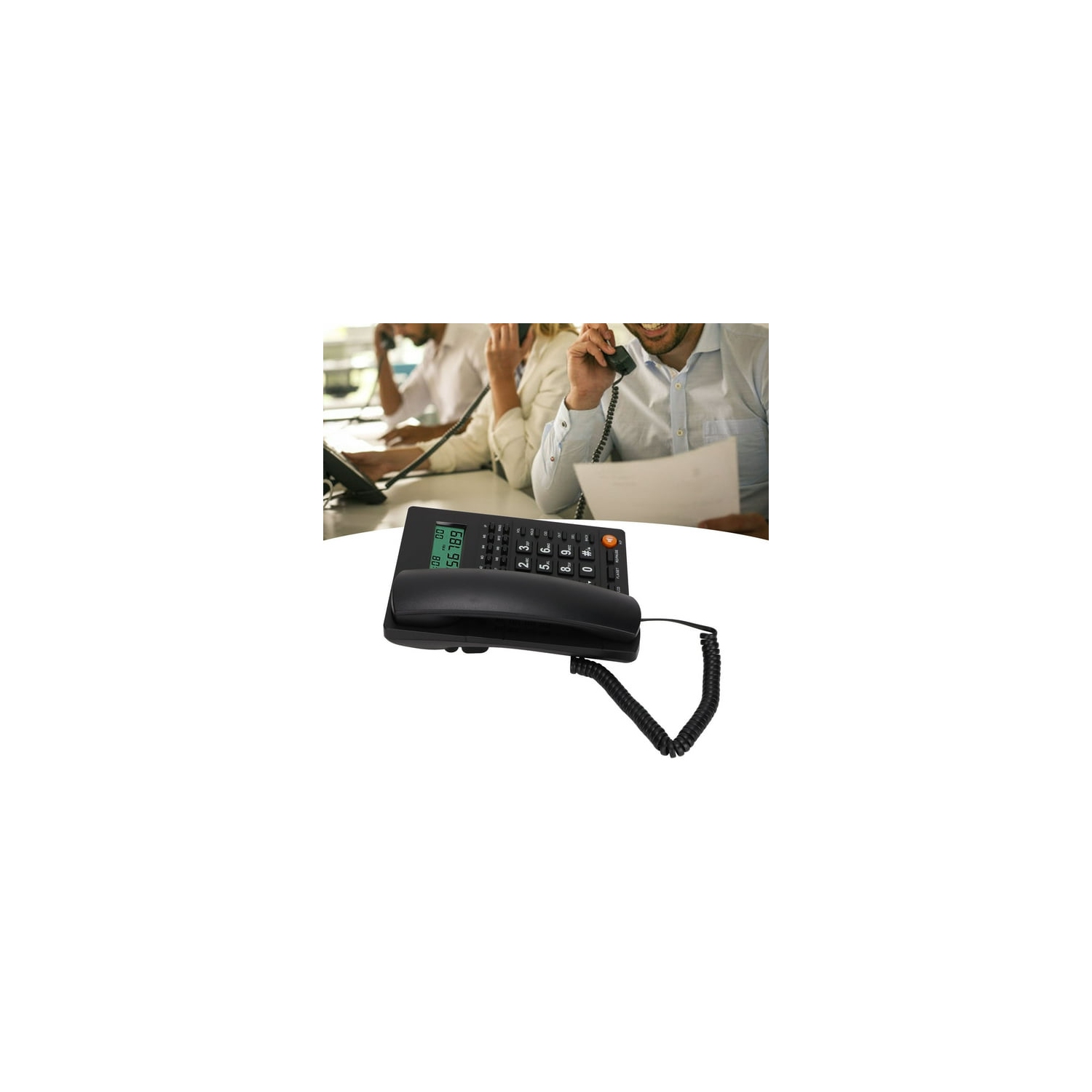 Téléphone filaire fixe, prêt à l'emploi, ordinateur de bureau multifonction professionnel à son clair Téléphone fixe mains libres adapté à la maison