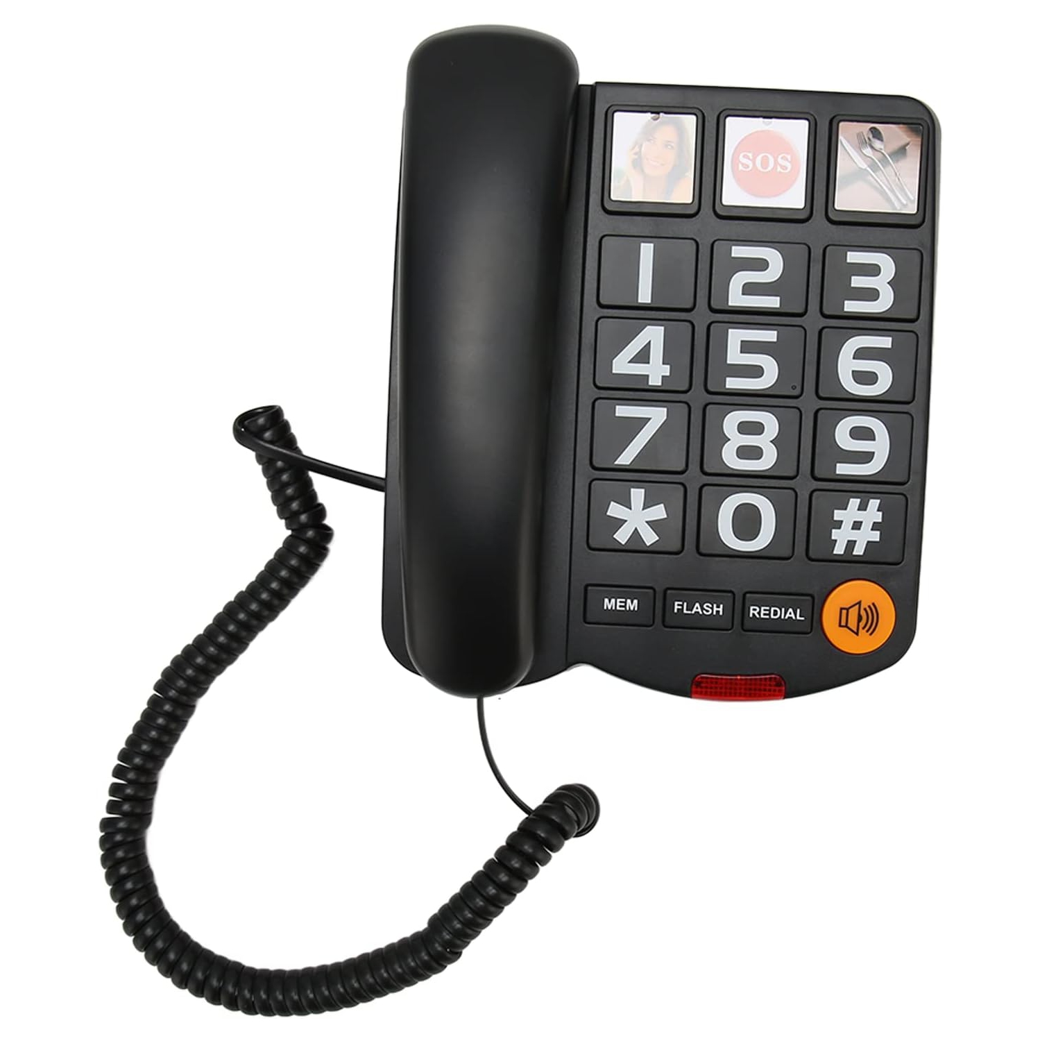 Grand téléphone fixe pour aînés, téléphone fixe avec fil, composition à une touche, téléphone mains libres pour les personnes malentendantes et