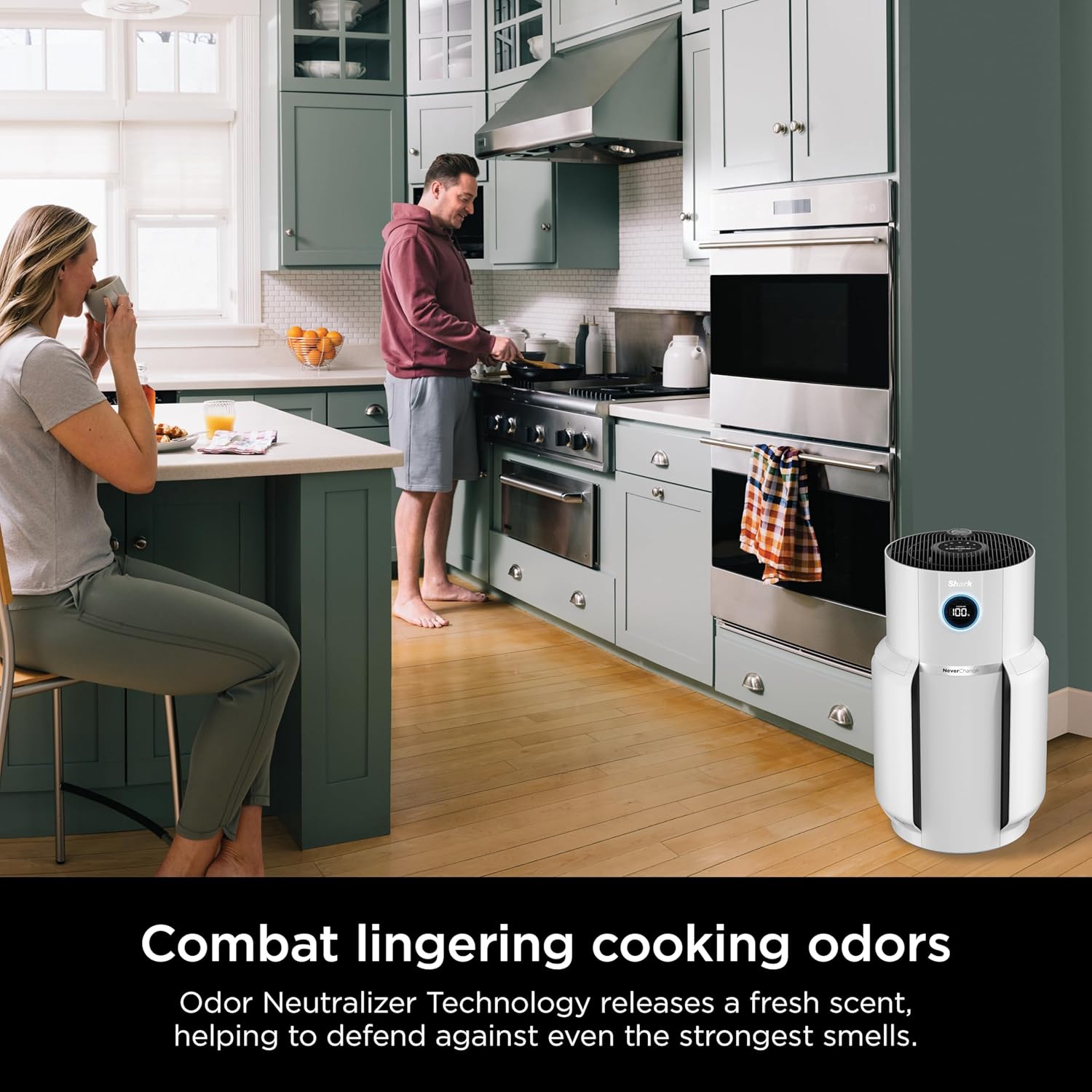 Remis à neuf - Purificateur d'air Shark pour la maison avec filtre à air HEPA NeverChange, 1400&nbsp;pi² Pour une purification multipièce puissante,