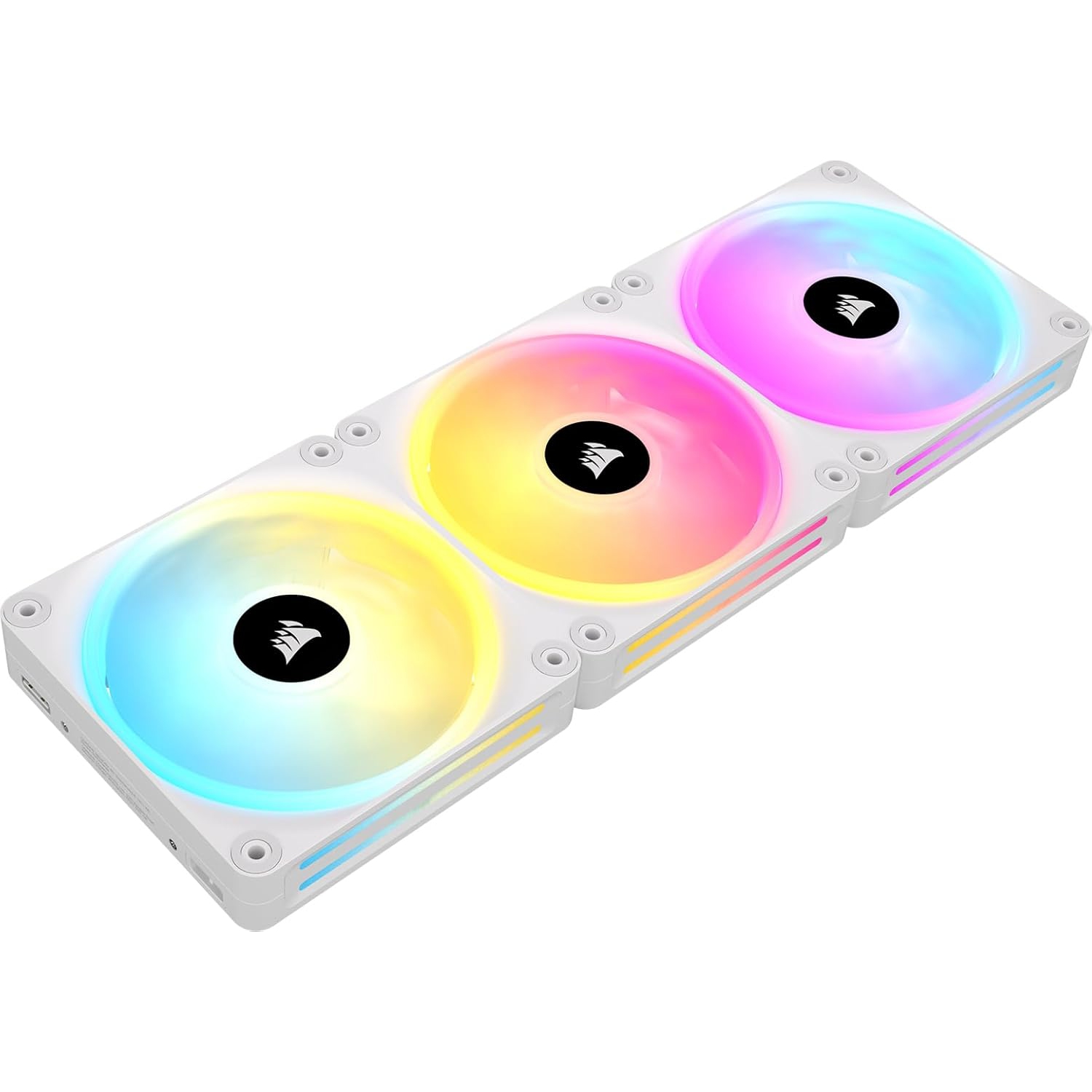 Refurbished (Good) - CORSAIR iCUE LINK QX120 RGB 120mm PWM Computer Case Fan with iCUE LINK System Hub Kit (3-pack) - White