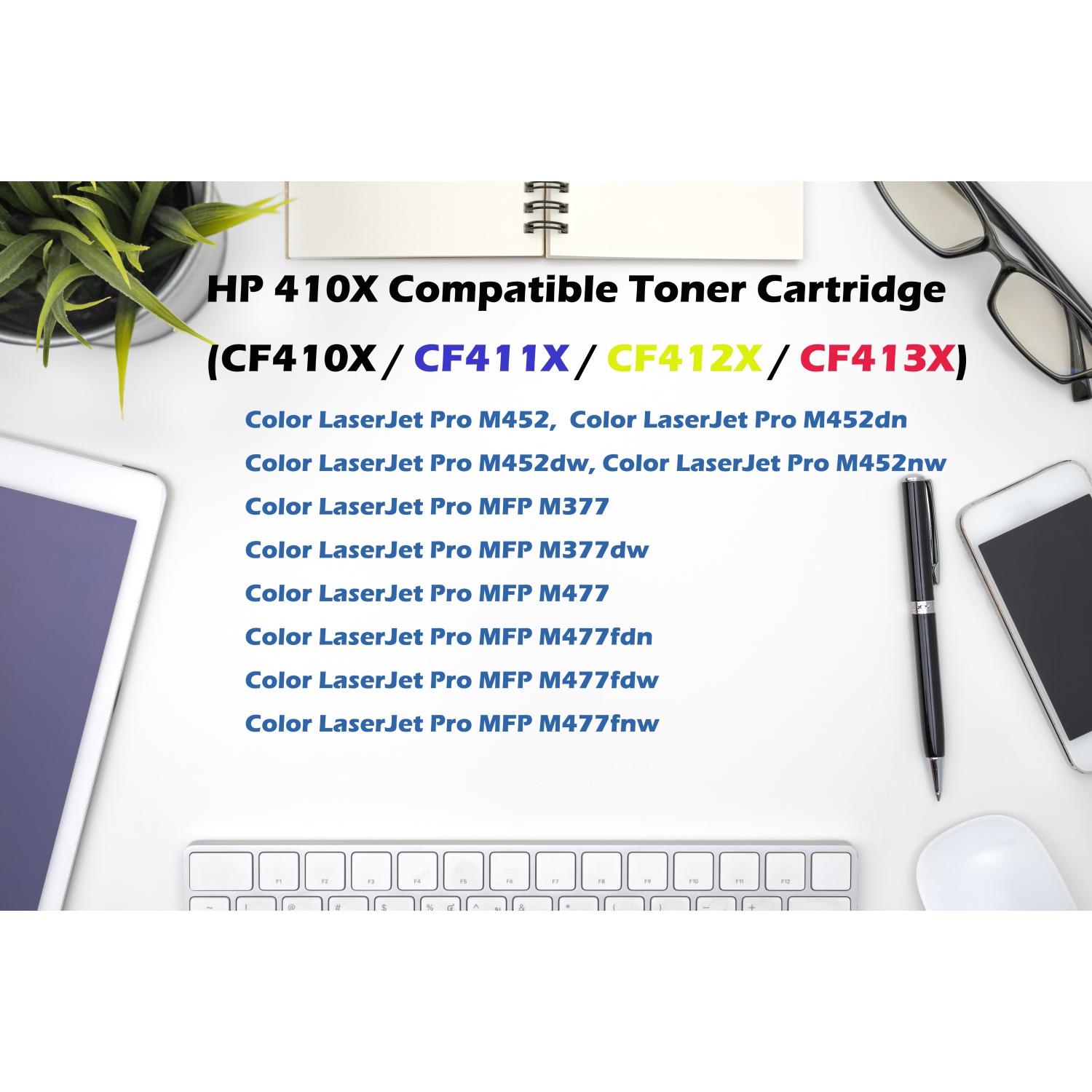Remplacement compatible Ultra Toner MD pour HP 410 A Cartouche de poudre d'encre 410X CF412X Jaune LaserJet Pro M452 M452dn M452nw MFP M377dw