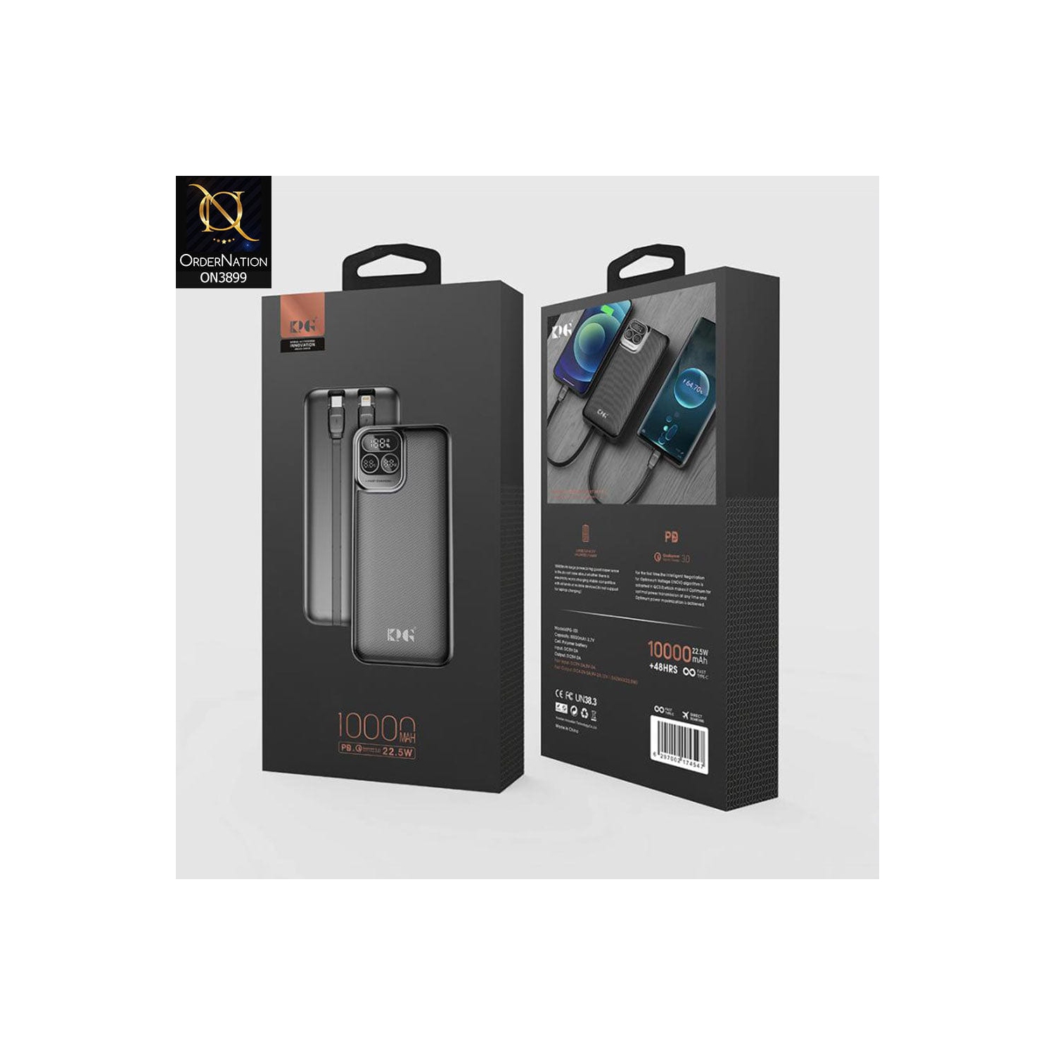 Chargeur portable 10000 mAh pour téléphone cellulaire avec 2 accessoires Câble d'entrée USB Affichage numérique Recharge mobile Trésorerie