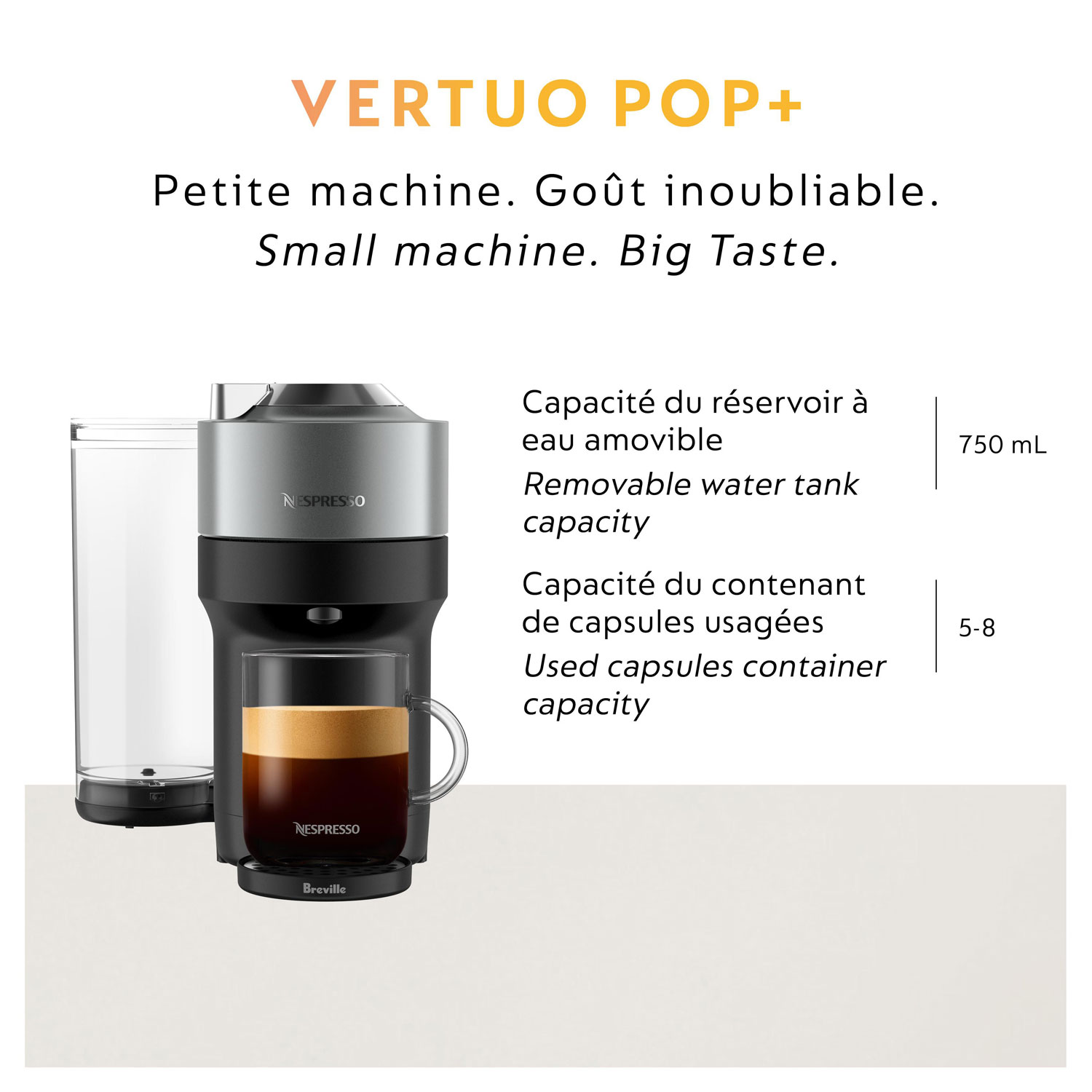 Machine à café/espresso Vertuo Pop+ Deluxe de Nespresso par Breville - Titane