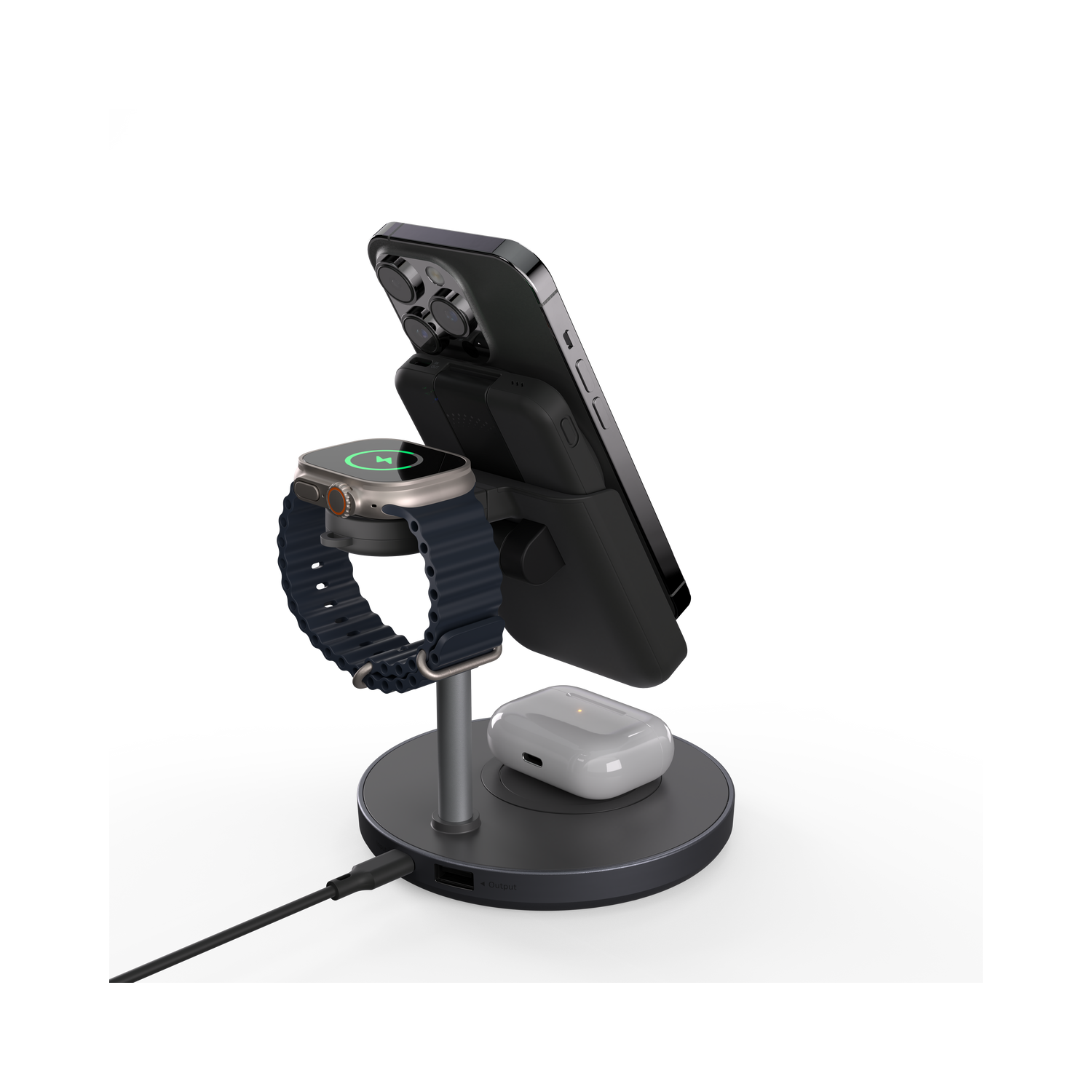 ADAM Elements Magnetic Wireless Mag 5 5-in-1 Power Charging Station with 10,000 mAh Power Bank for iPhone 12/13/14/15/16 series, Apple Watch and