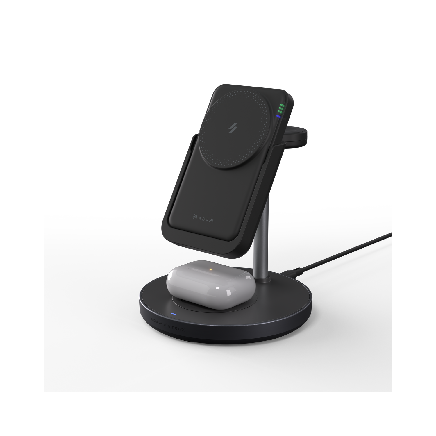 ADAM Elements Magnetic Wireless Mag 5 5-in-1 Power Charging Station with 10,000 mAh Power Bank for iPhone 12/13/14/15/16 series, Apple Watch and