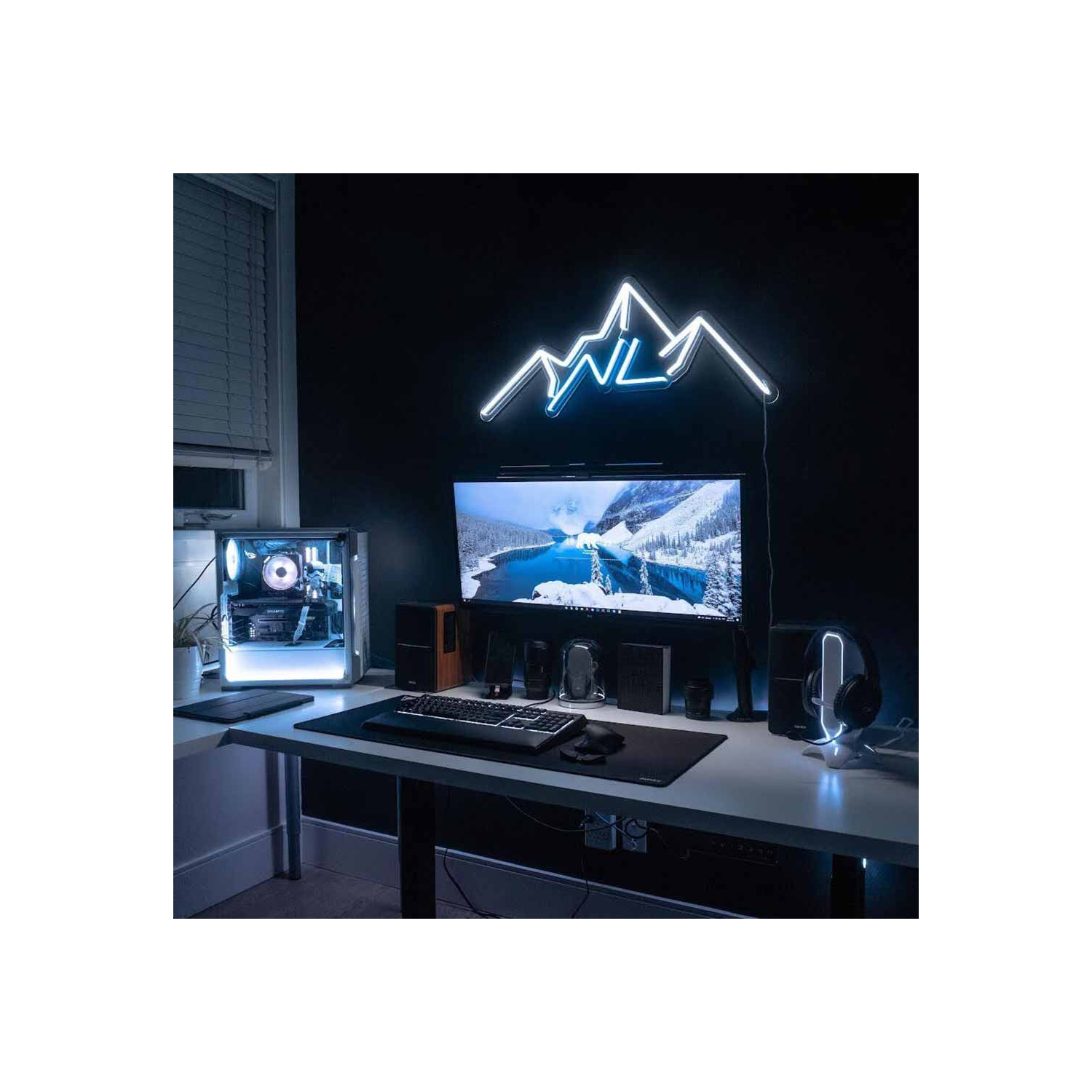 MotionGrey L Shape-Triple Motors Standing Desk with Memory Settings -71"x65" White Top White Frame- Adjustable Sit-Stand Computer Table for Home,