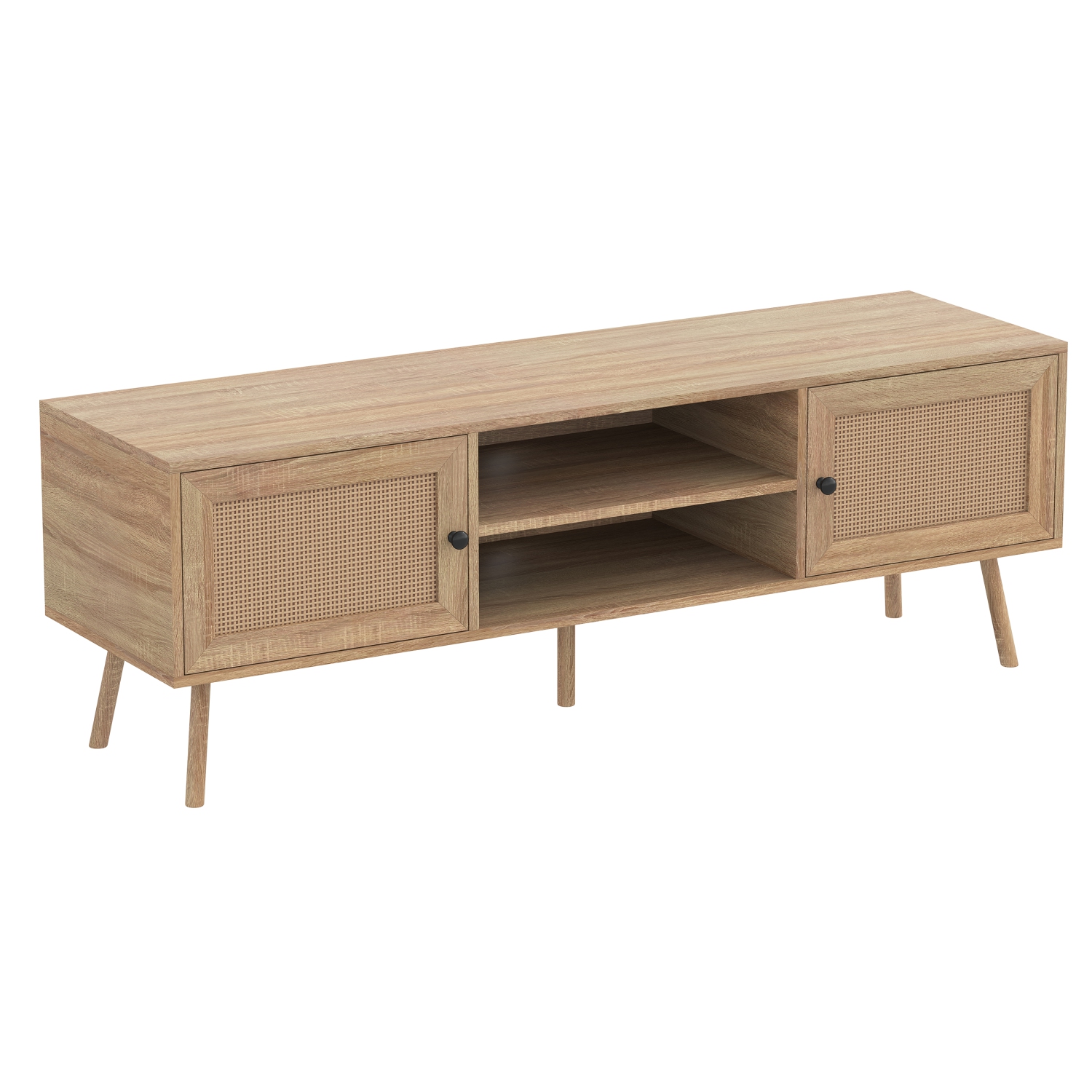 TV Stand for max 65 Inch TV, TV Bench, Entertainment Center TV Console with 2 Storage Cabinets and Shelves, Media Console for Living Room, Bedroom,