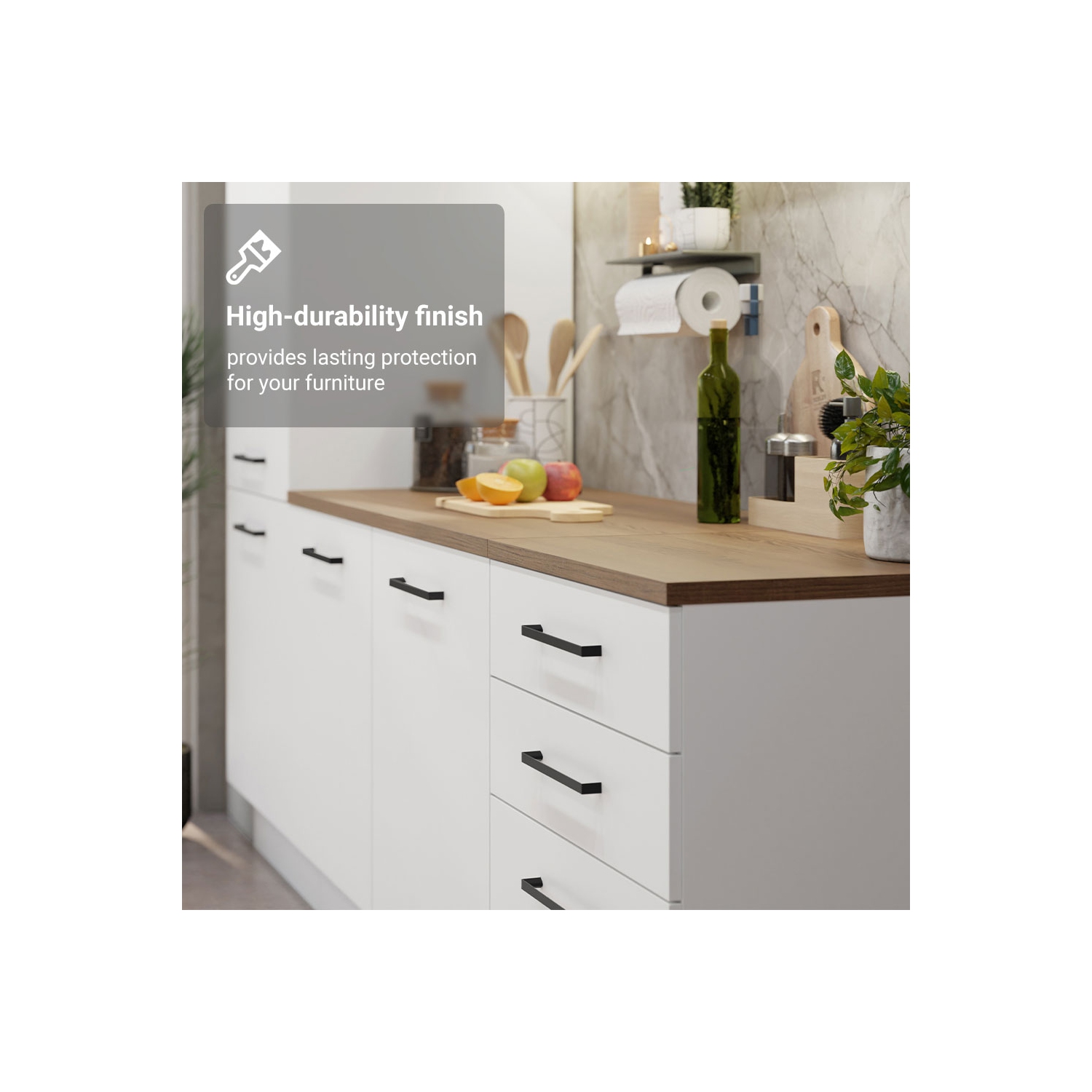 Ensemble de cuisine Hazel de 94&nbsp;po de long. Rangement garde-manger de Madesa 3 tiroirs 2 armoire murale 2 armoire de base Unité de rangement à