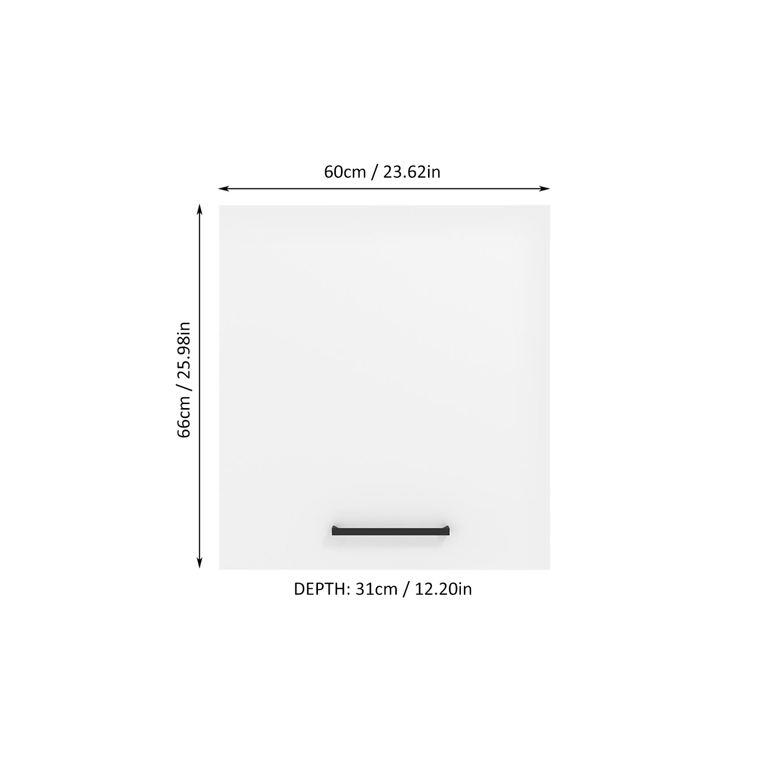 Madesa Hazel Wall Kitchen Storage Cupboard Cabinet with 1 Door and an Internal Shelf 23 Inch Wide Wooden Organization Unit for Pantry - White