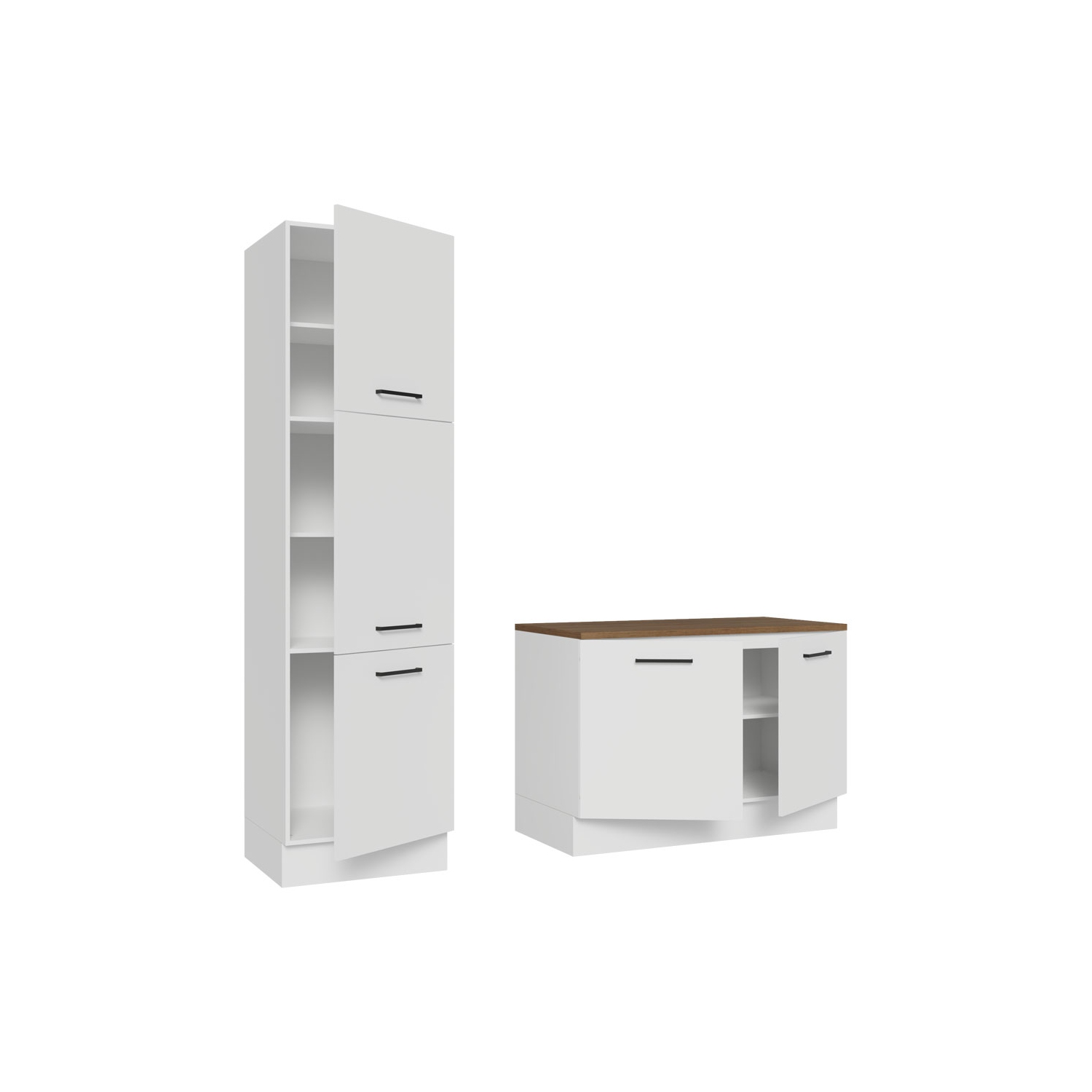 Madesa Hazel Kitchen Set 70"L Pantry Storage and Base Cabinet Engineered Wood Multiple Compartments Organization Unit - White