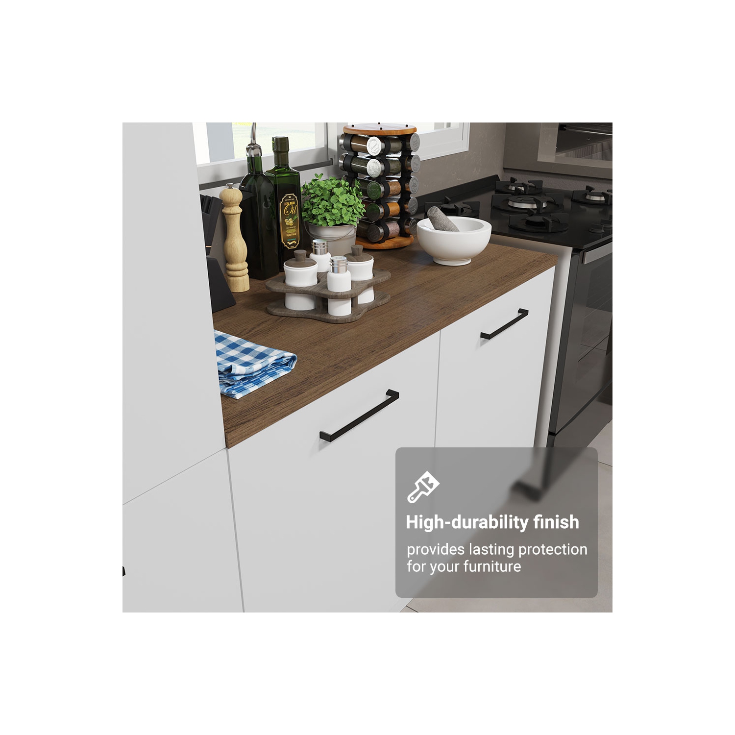 Madesa Hazel Kitchen Set 70"L Pantry Storage and Base Cabinet Engineered Wood Multiple Compartments Organization Unit - White