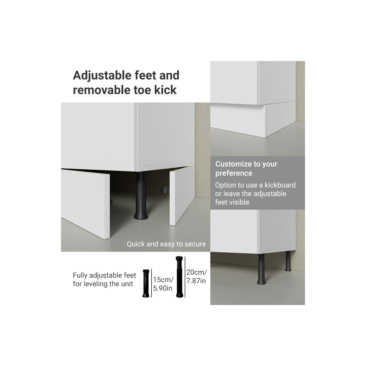 Madesa Hazel Kitchen Set 70"L Pantry Storage and Base Cabinet Engineered Wood Multiple Compartments Organization Unit - White