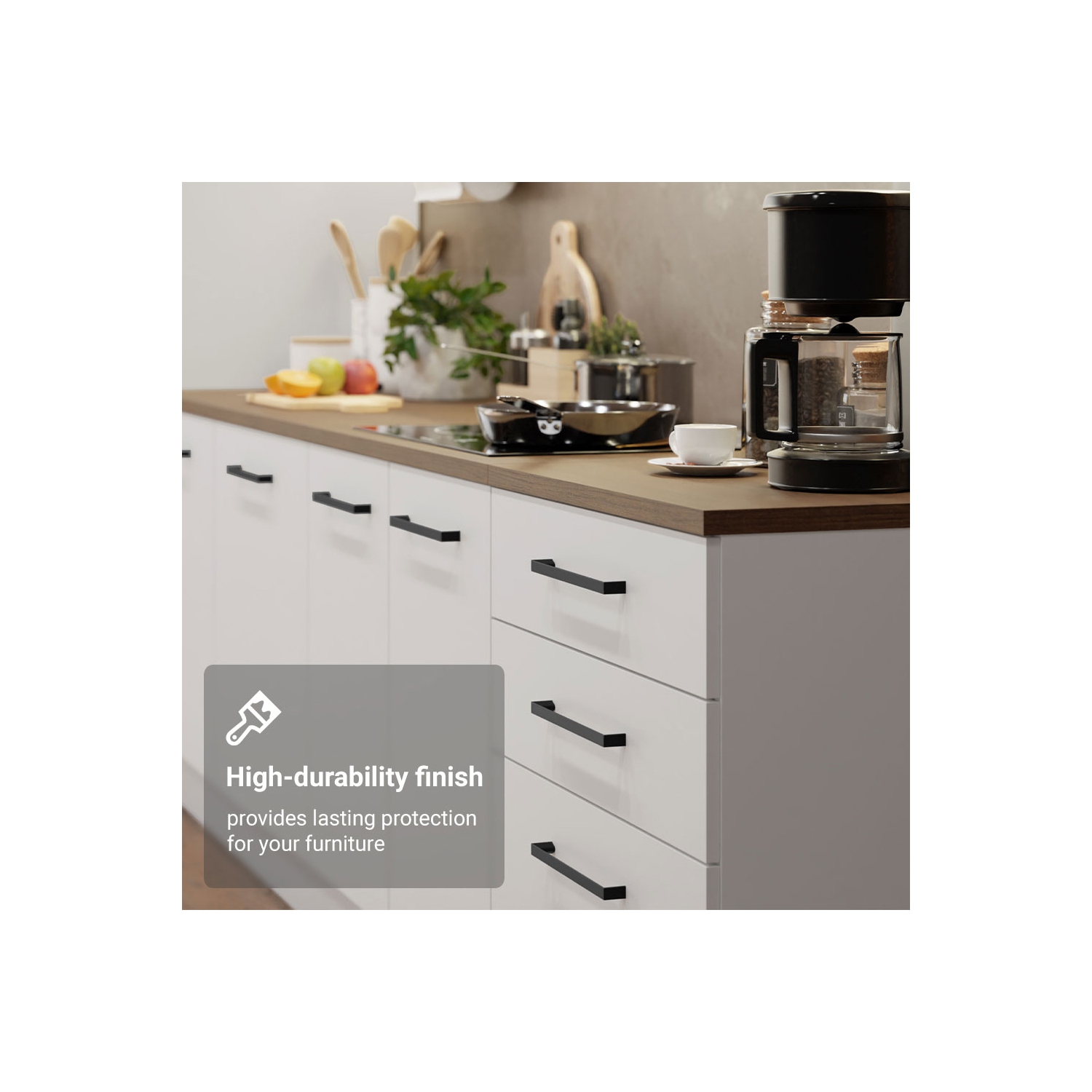 Ensemble de cuisine Madesa Hazel Rangement de 126&nbsp;po de long pour garde-manger 3 tiroirs 3 armoires murales 3 armoires de base Unité de