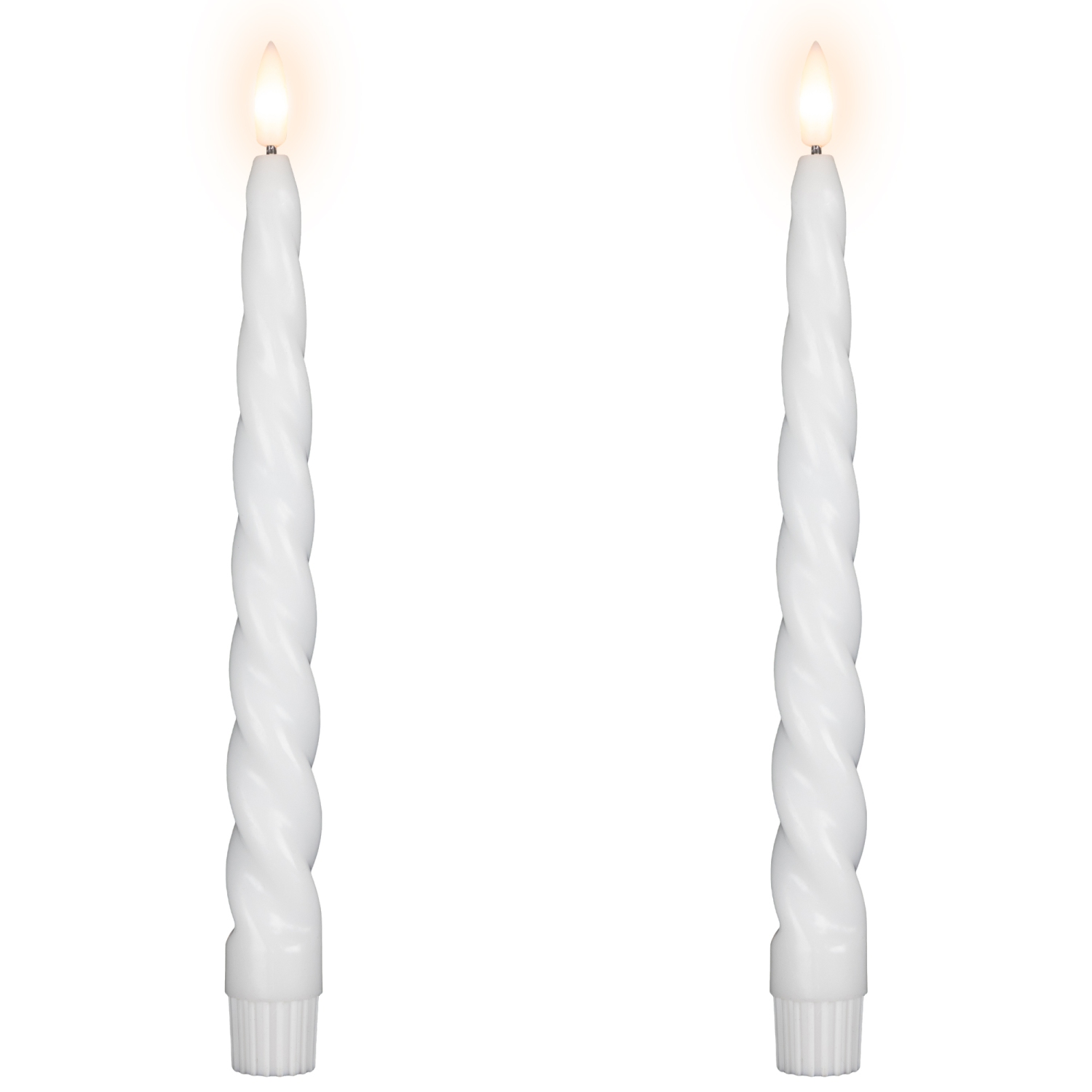 Bougies de Noël fuselées sans flamme à tourbillons de LED - 9,5&nbsp;po - Blanc - Ensemble de 2