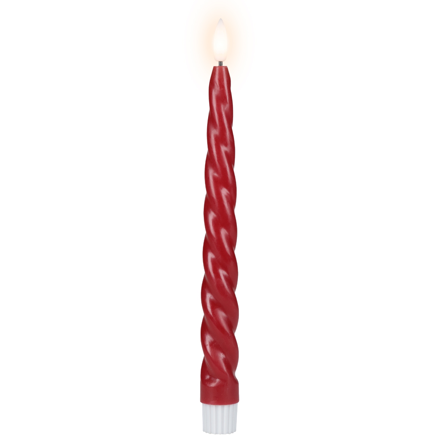 Bougies de Noël torsadées sans flamme Flickering Taper de LED - 9,5&nbsp;po - Rouge - Ensemble de 2