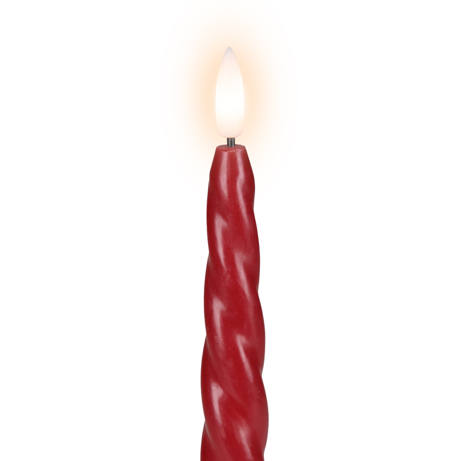 Bougies de Noël torsadées sans flamme Flickering Taper de LED - 9,5&nbsp;po - Rouge - Ensemble de 2