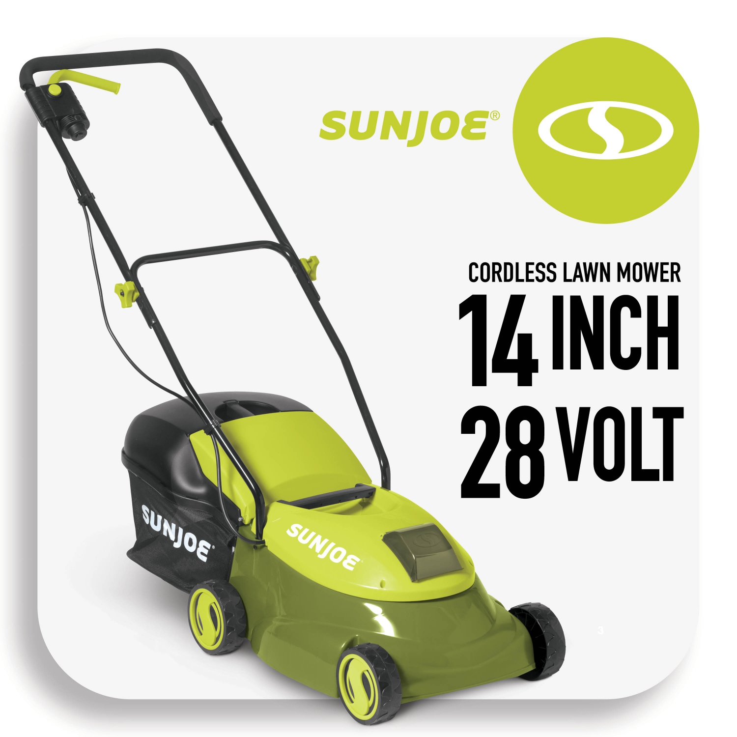 Sun Joe 14-Inch 28-Volt Max Lithium-Ion 4-Amp Cordless Lawn Mower W/Brushless Motor