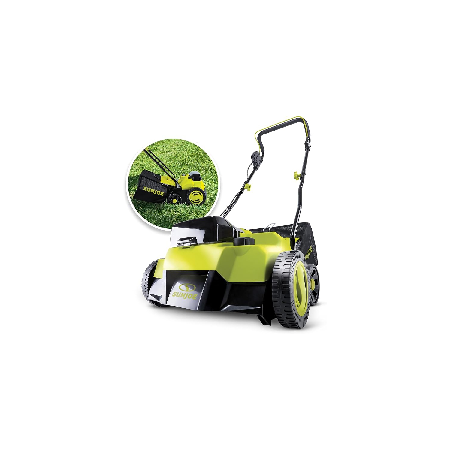 Sun Joe 24V-X2-DTS15 24-Volt* Cordless Scarifier + Dethatcher | 5-Depth Positions | 14-inch | Brushless Motor | with 2 x 4.0-Ah Batteries + Charger