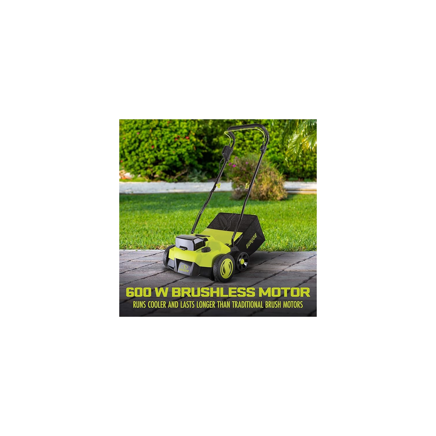 Sun Joe 24V-X2-DTS15 24-Volt* Cordless Scarifier + Dethatcher | 5-Depth Positions | 14-inch | Brushless Motor | with 2 x 4.0-Ah Batteries + Charger