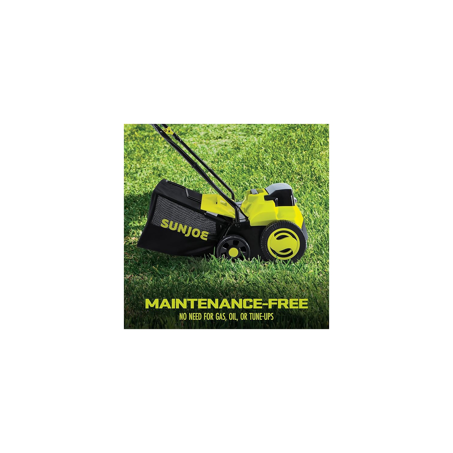 Sun Joe 24V-X2-DTS15 24-Volt* Cordless Scarifier + Dethatcher | 5-Depth Positions | 14-inch | Brushless Motor | with 2 x 4.0-Ah Batteries + Charger