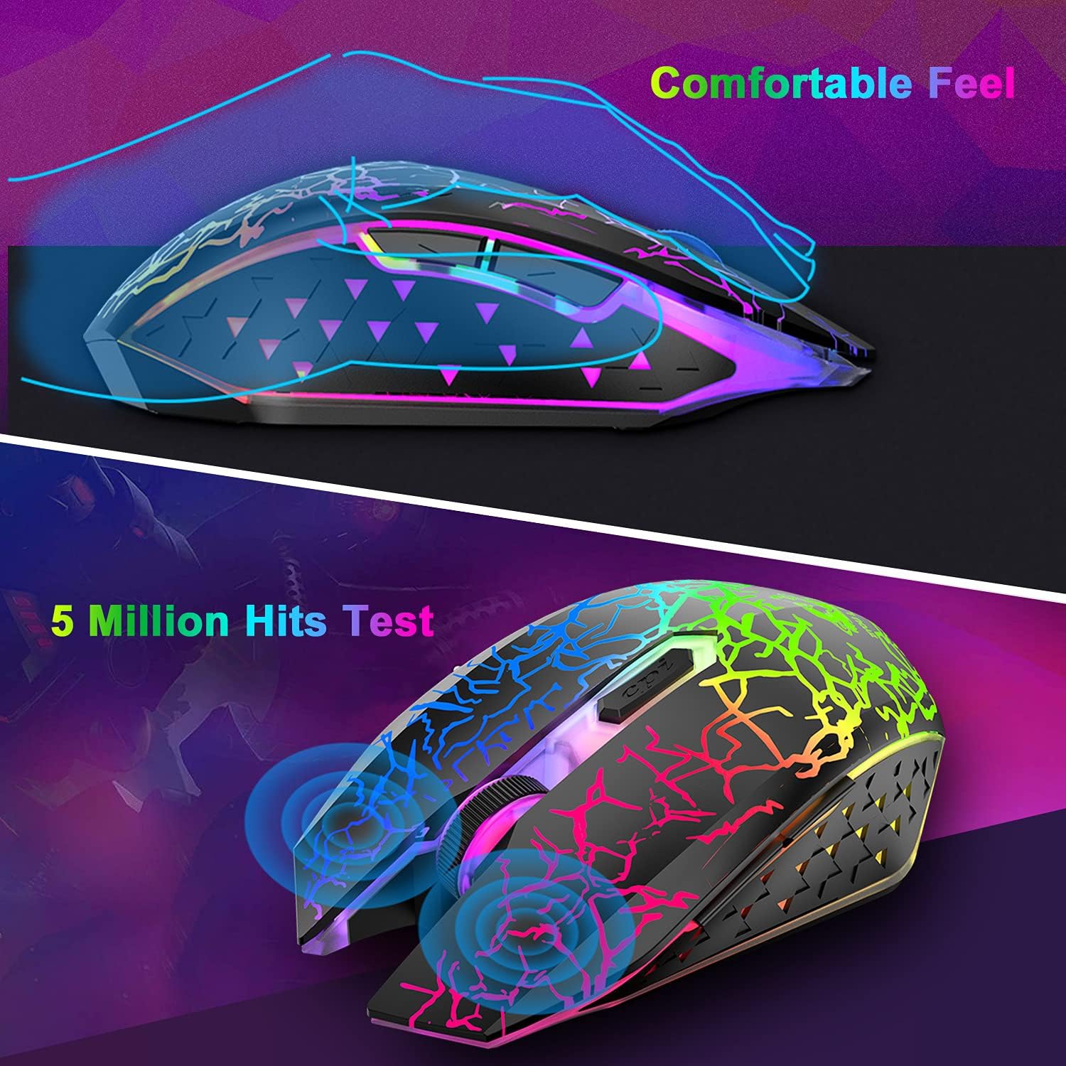 LexonElec Wireless Gaming Keyboard and Mouse Combo - 61-Key RGB Backlit Keyboard, Rechargeable, Ergonomic, for PC, PS4, Xbox One