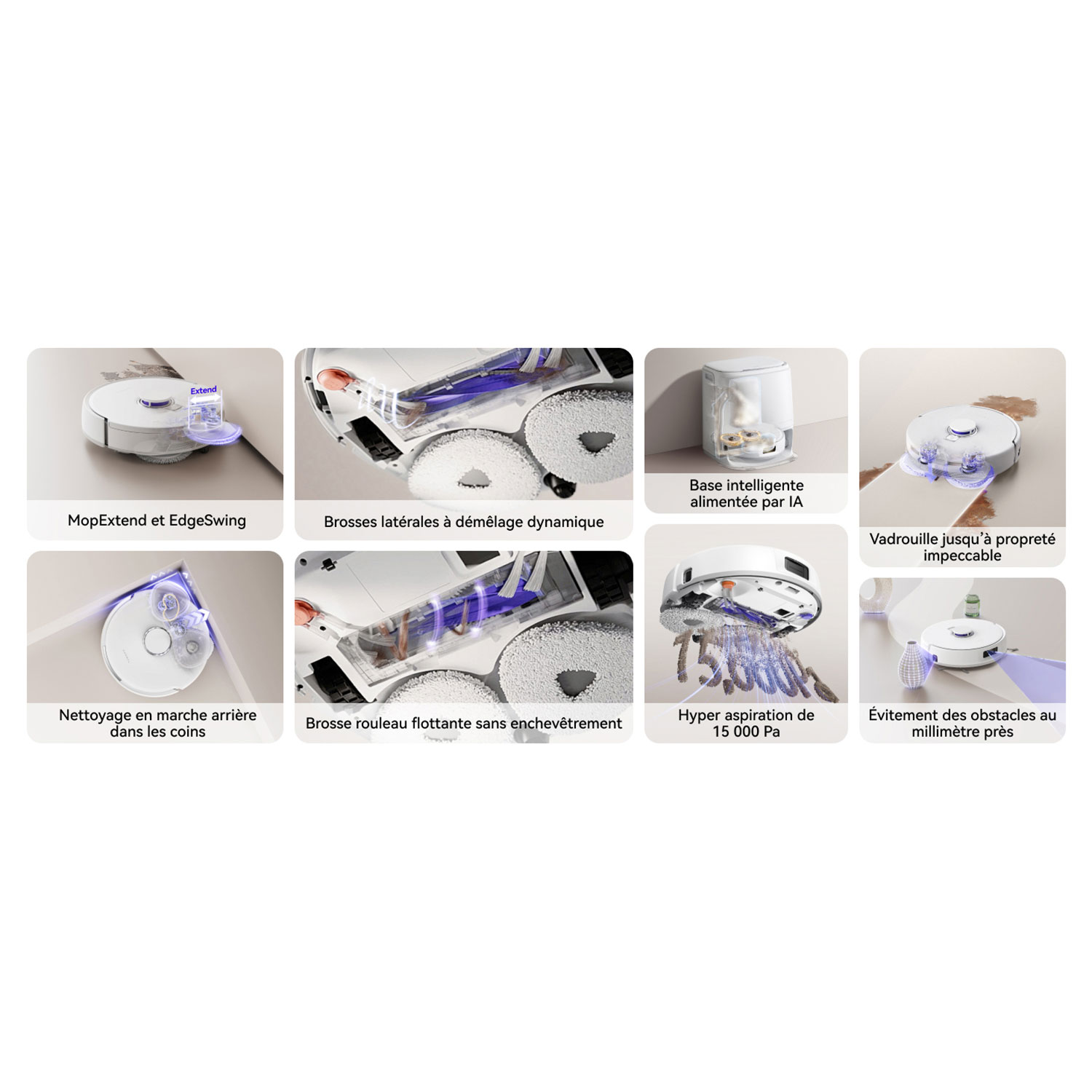 Aspirateur robot à vadrouille avec connectivité Wi-Fi Freo Z10 de Narwal avec ensemble de vadrouille en prime - Blanc