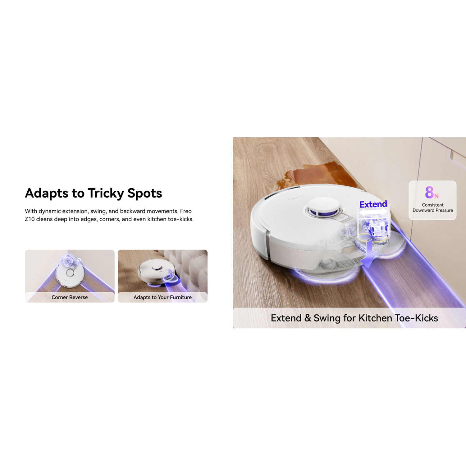 Aspirateur robot à vadrouille avec connectivité Wi-Fi Freo Z10 de Narwal avec ensemble de vadrouille en prime - Blanc