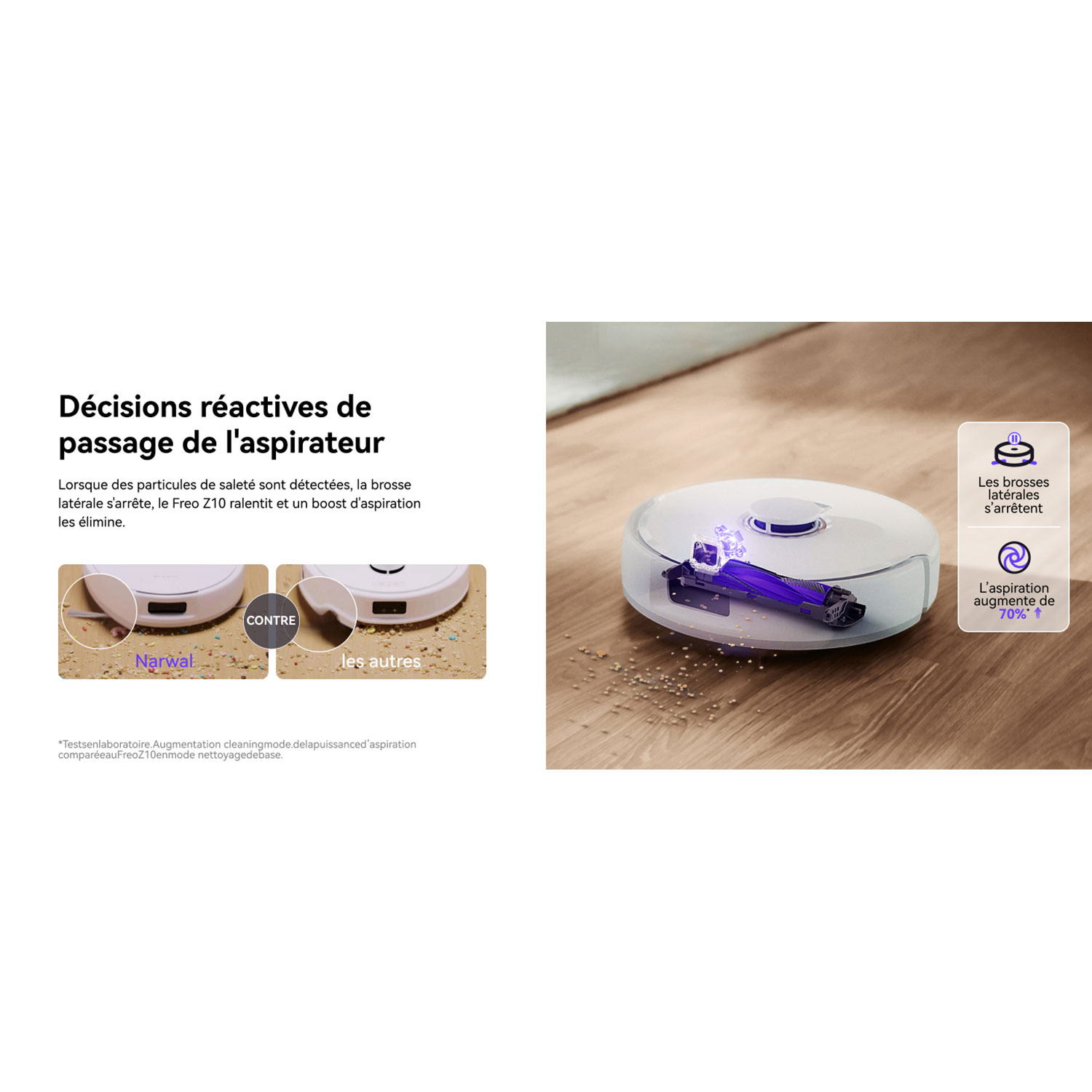 Aspirateur robot à vadrouille avec connectivité Wi-Fi Freo Z10 de Narwal avec ensemble de vadrouille en prime - Blanc