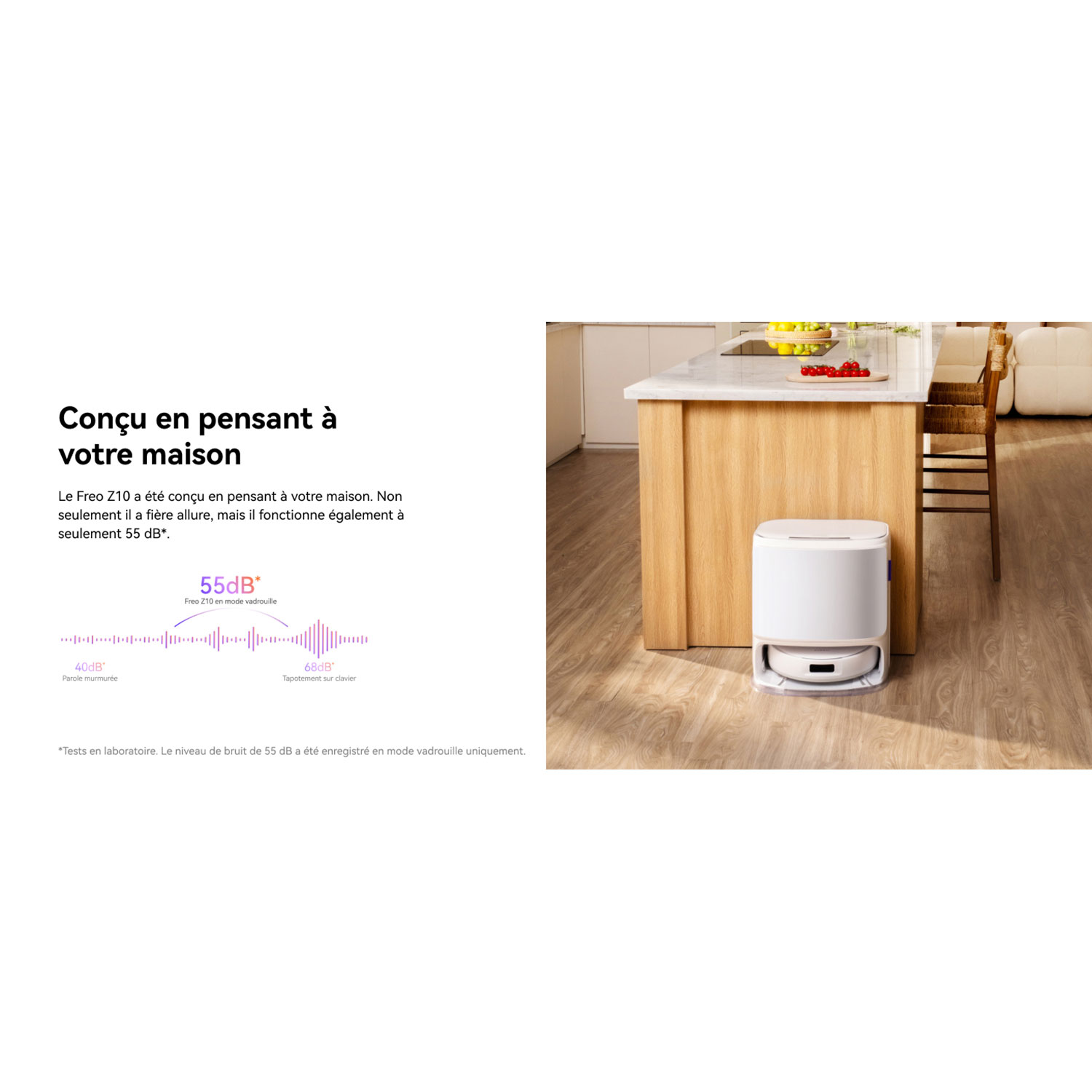 Aspirateur robot à vadrouille avec connectivité Wi-Fi Freo Z10 de Narwal avec ensemble de vadrouille en prime - Blanc