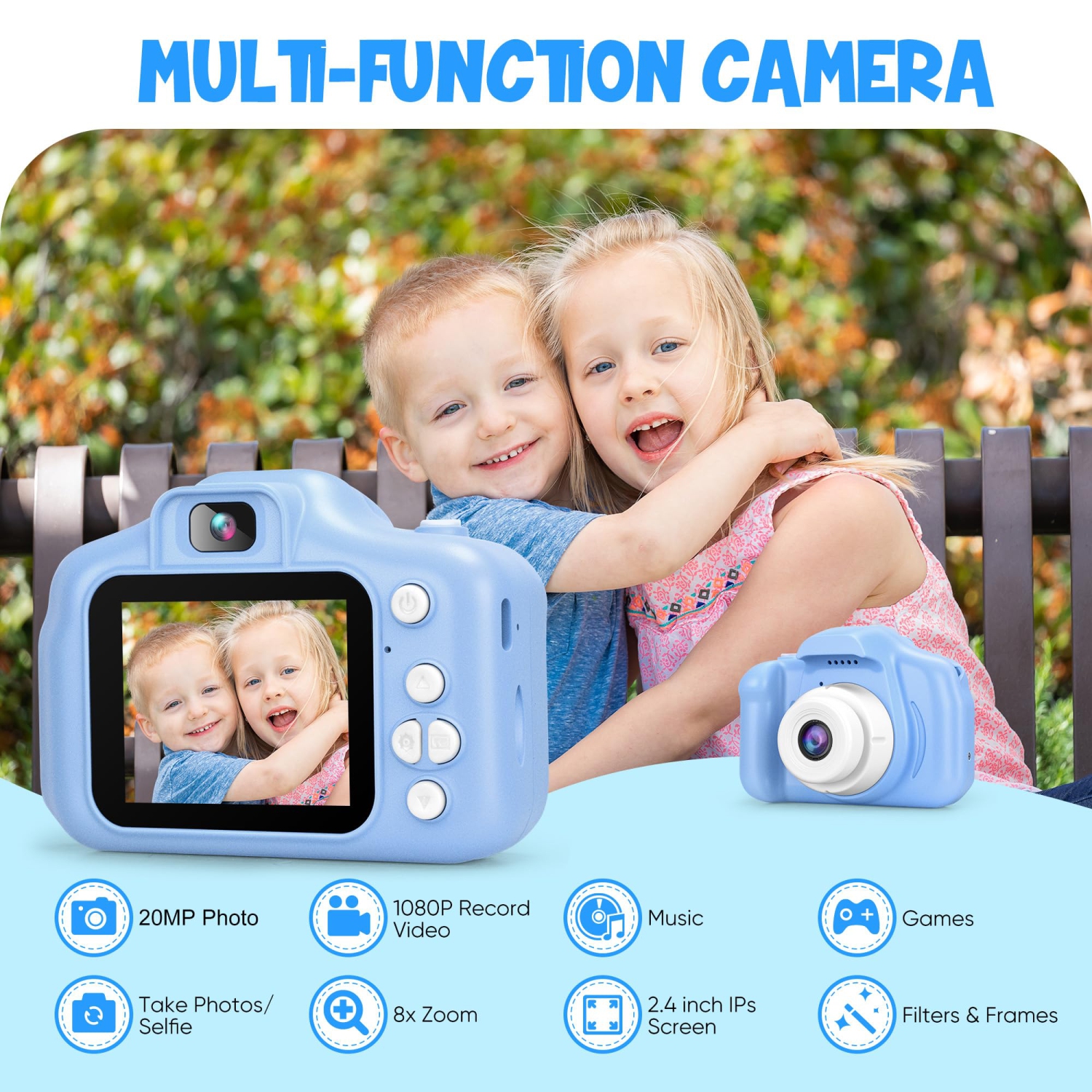 Kids Camera 1080P HD Kids Digital Camera for Gifts Toys Toddlers Camera for Kid Age 3-12 Years Old Dual Lens Selfie/Video Camera for Kids Birthday