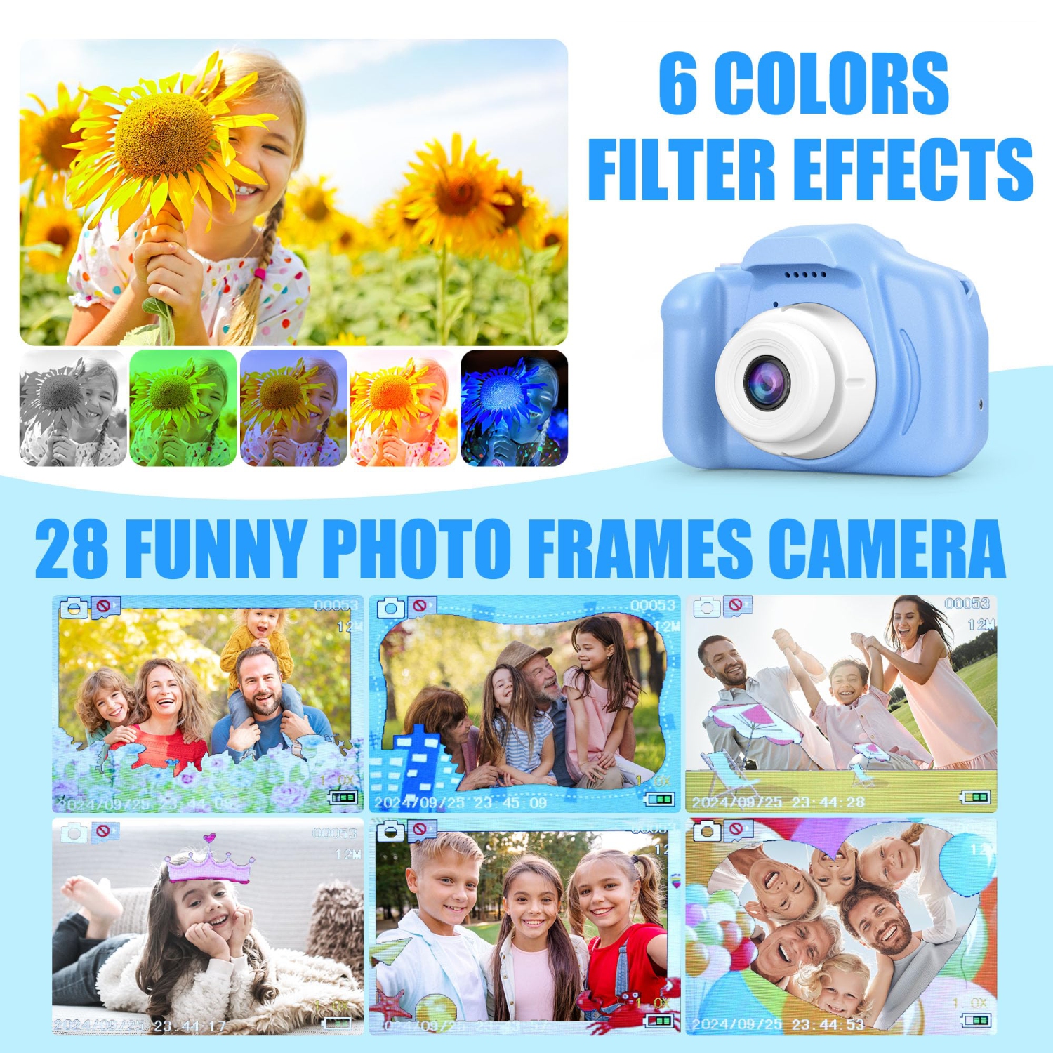 Kids Camera 1080P HD Kids Digital Camera for Gifts Toys Toddlers Camera for Kid Age 3-12 Years Old Dual Lens Selfie/Video Camera for Kids Birthday