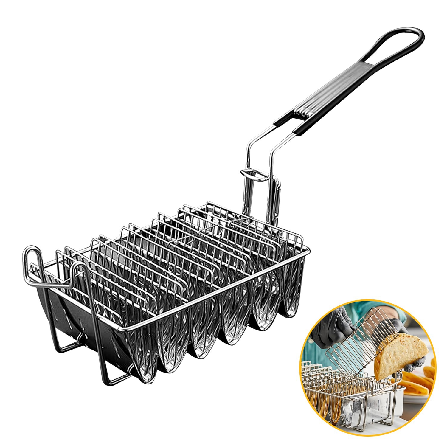 Panier à friture, friteuse Shell, peut contenir 6 coquilles Panier à tacos avec poignée