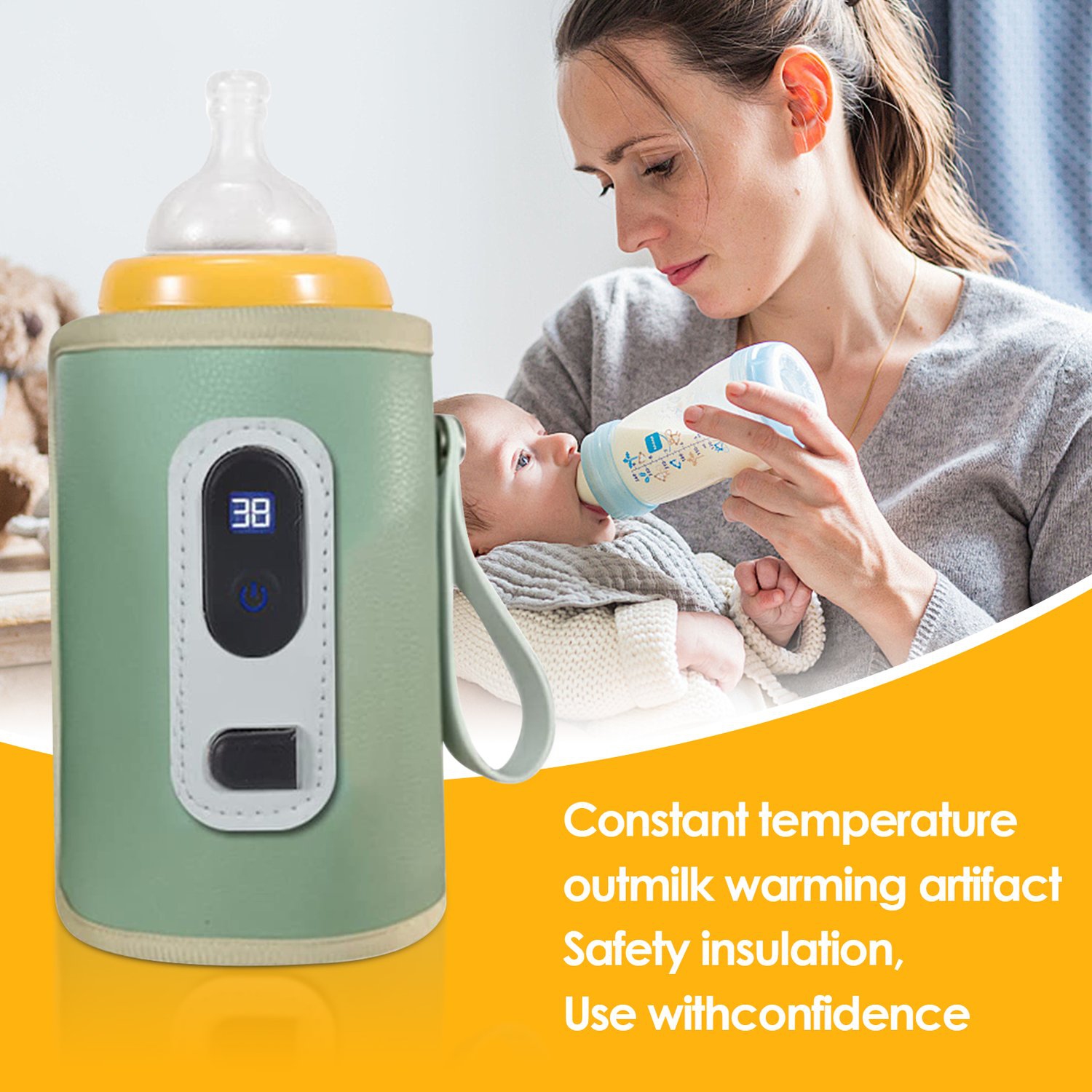 Chauffe-biberon portatif, chauffe-biberon rapide à 5 vitesses pour Travel Milk Heat Keeper Chauffe-lait rapide pour l'extérieur