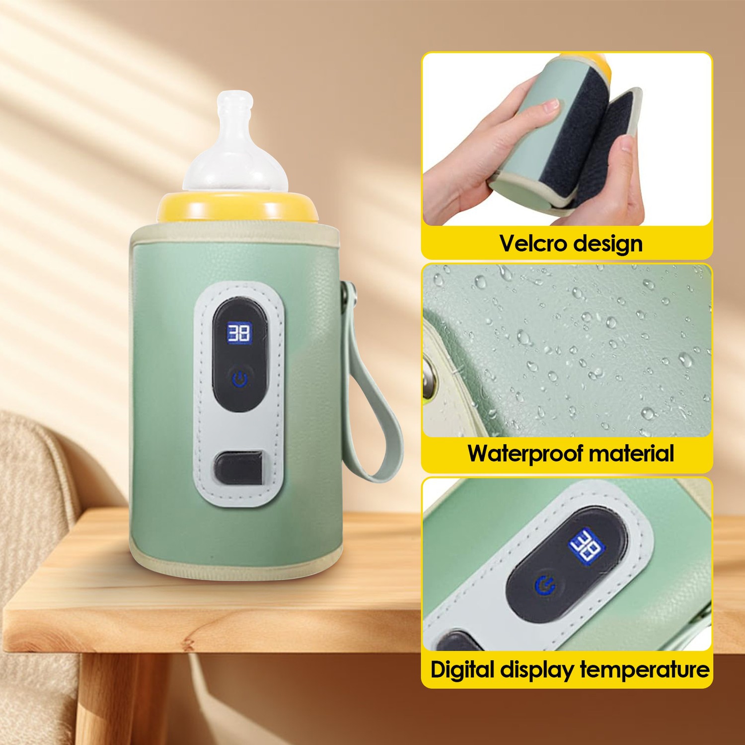 Chauffe-biberon portatif, chauffe-biberon rapide à 5 vitesses pour Travel Milk Heat Keeper Chauffe-lait rapide pour l'extérieur