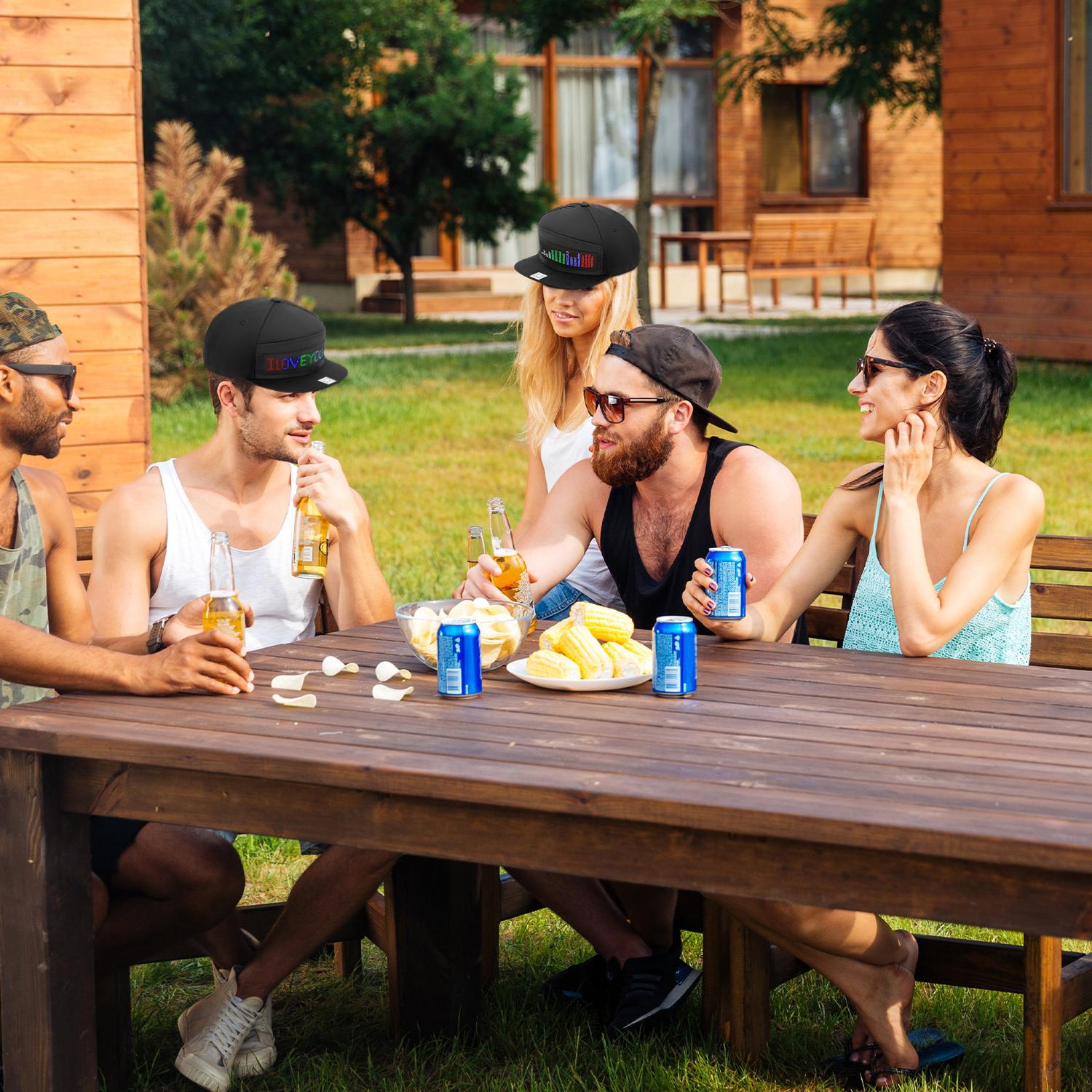 Animated Bluetooth Led Sign Hat Caps for Hip hop Street Dance Party Parade Sunscreen Hiking Night Running Fishing