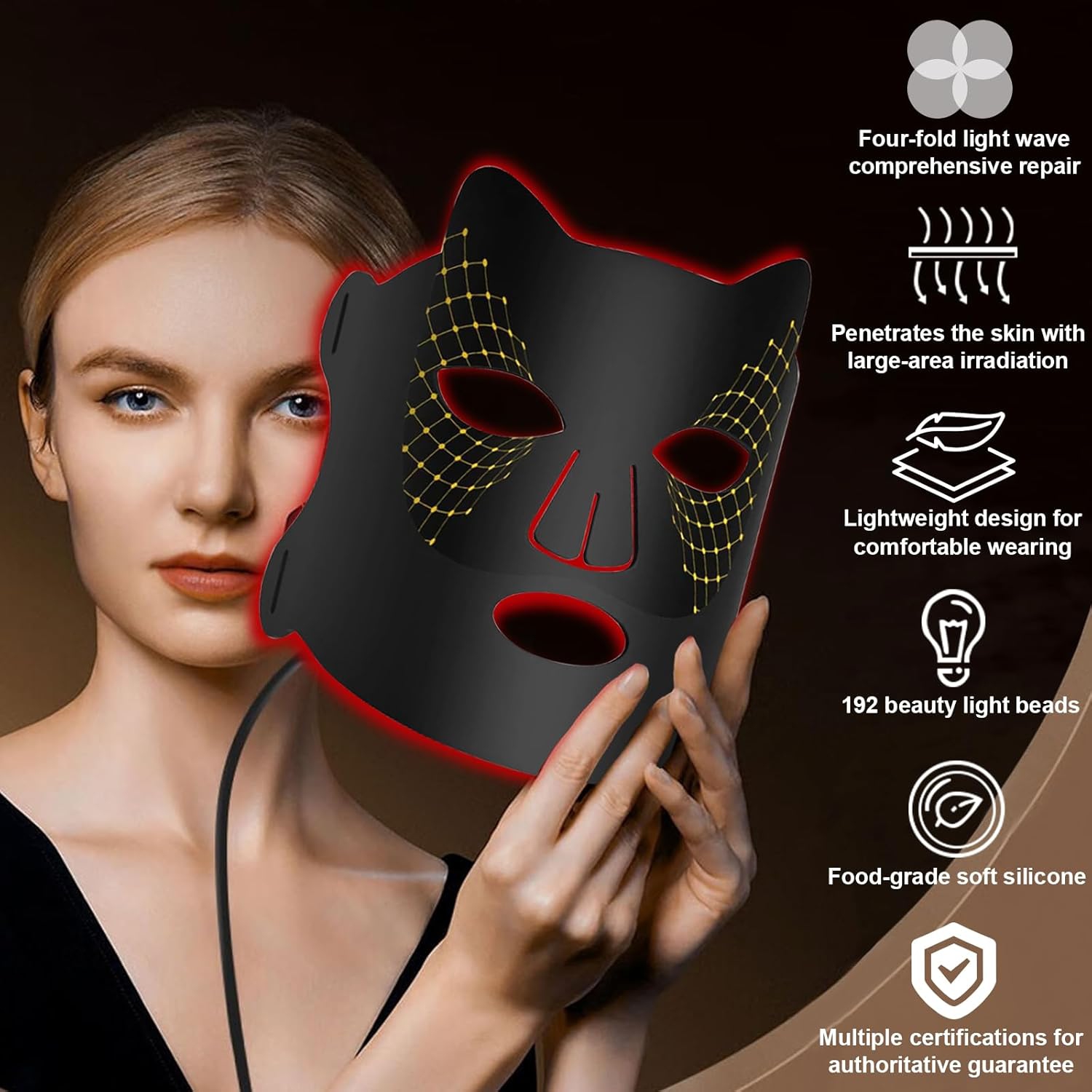 Red Light Therapy Mask, Infrared 850 Red Light Face Mask Light Therapy, Portable Facial Led Mask Skincare